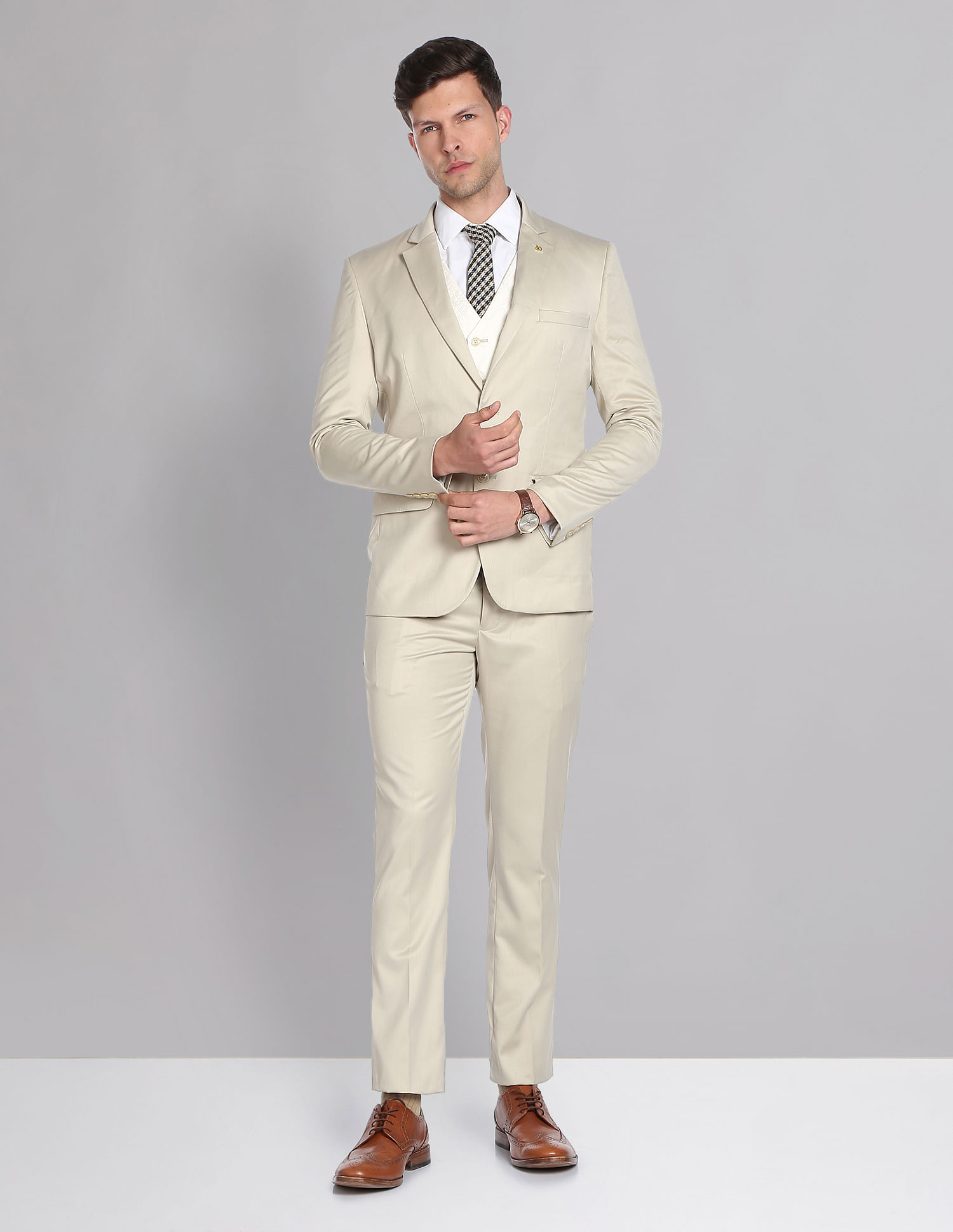 AD by Arvind Tailored Fit Versatile Three Piece Suit