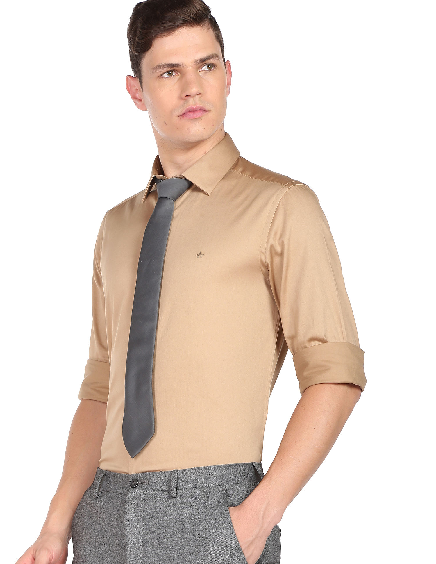 Light brown sales formal shirt