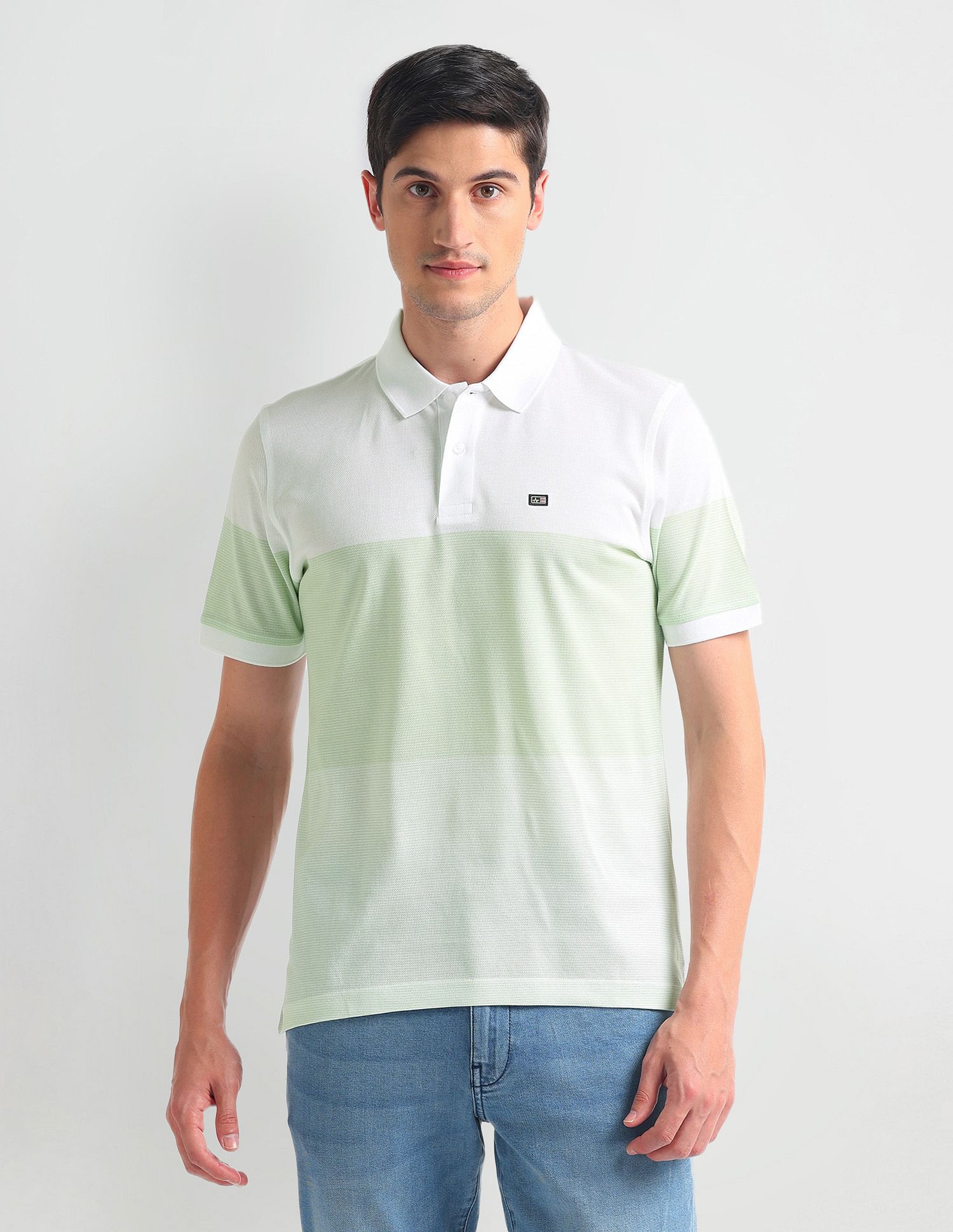 Arrow Sports Colour Block Cotton Polo Shirt