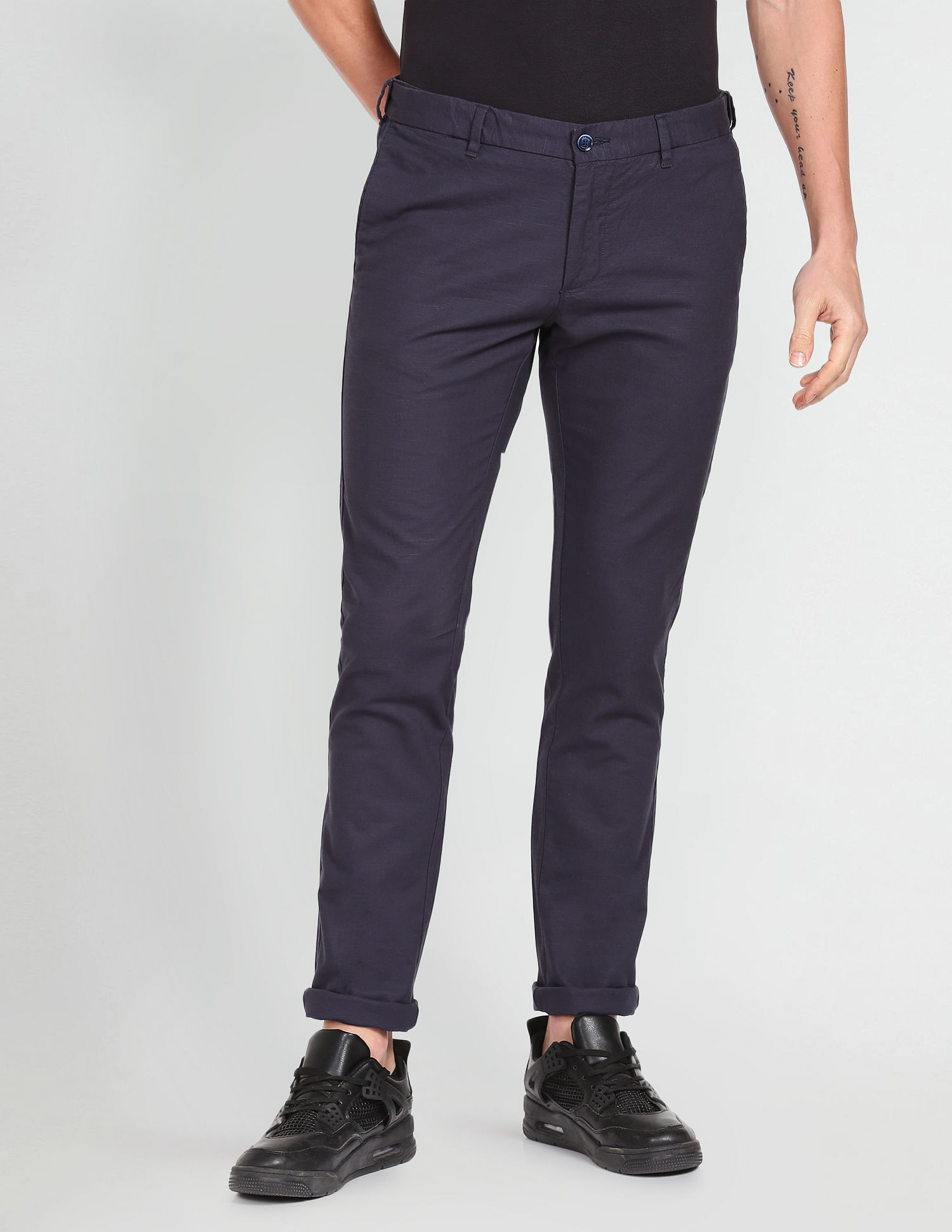 Buy Slim Fit FlatFront Trousers Online at Best Prices in India  JioMart