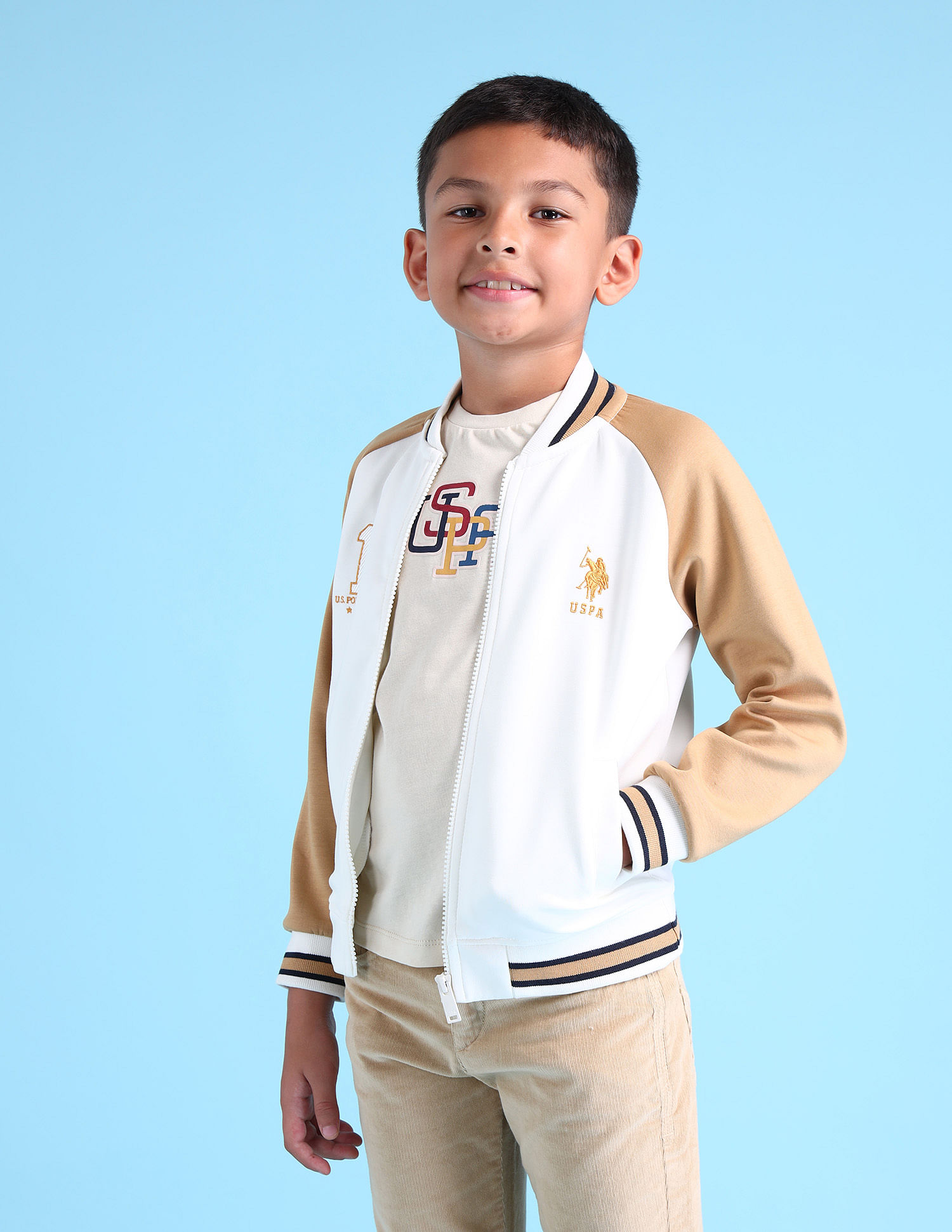 U.S. Polo Assn. Kids Boys Stand Neck Brand Sweatshirt