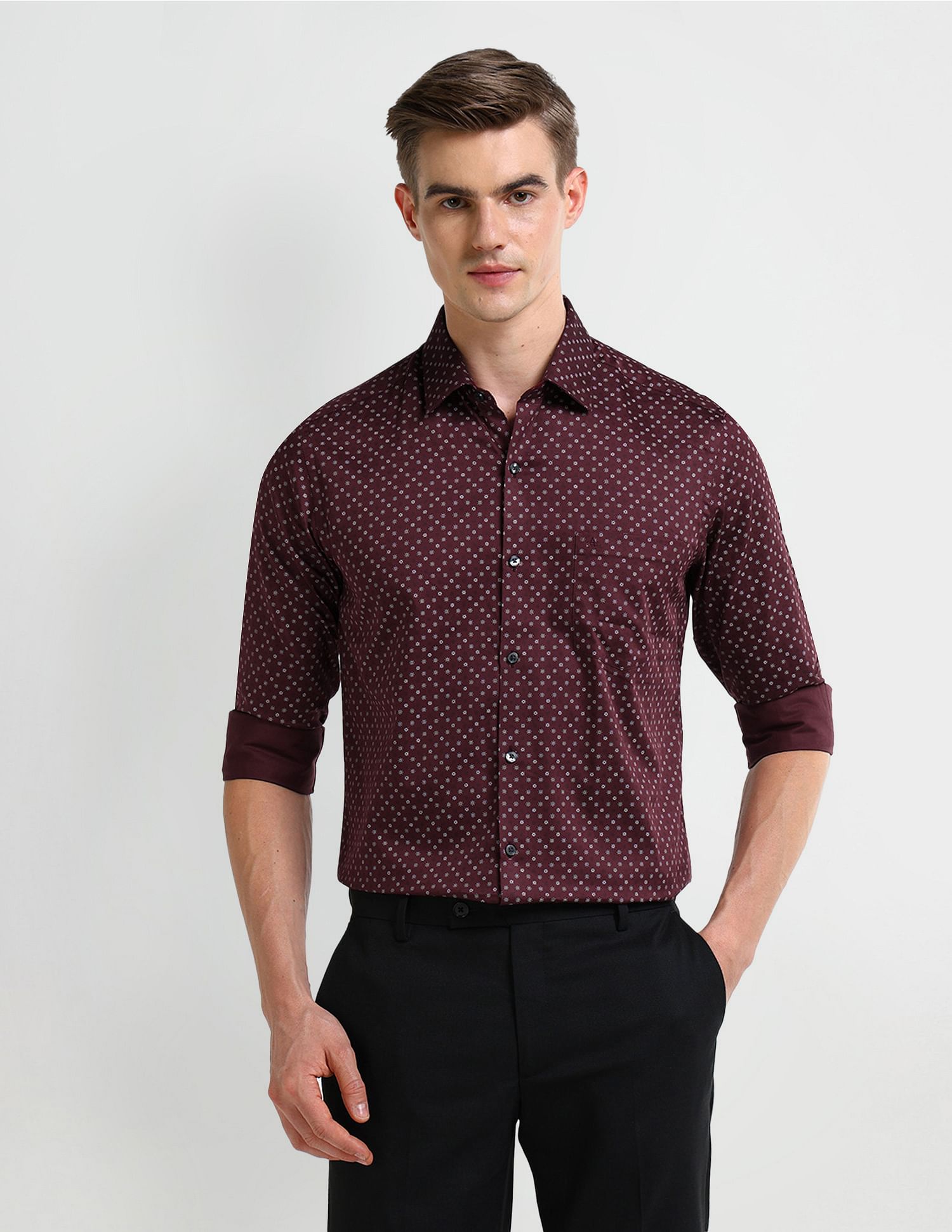 Arrow Manhattan Slim Fit Geometric Print Shirt