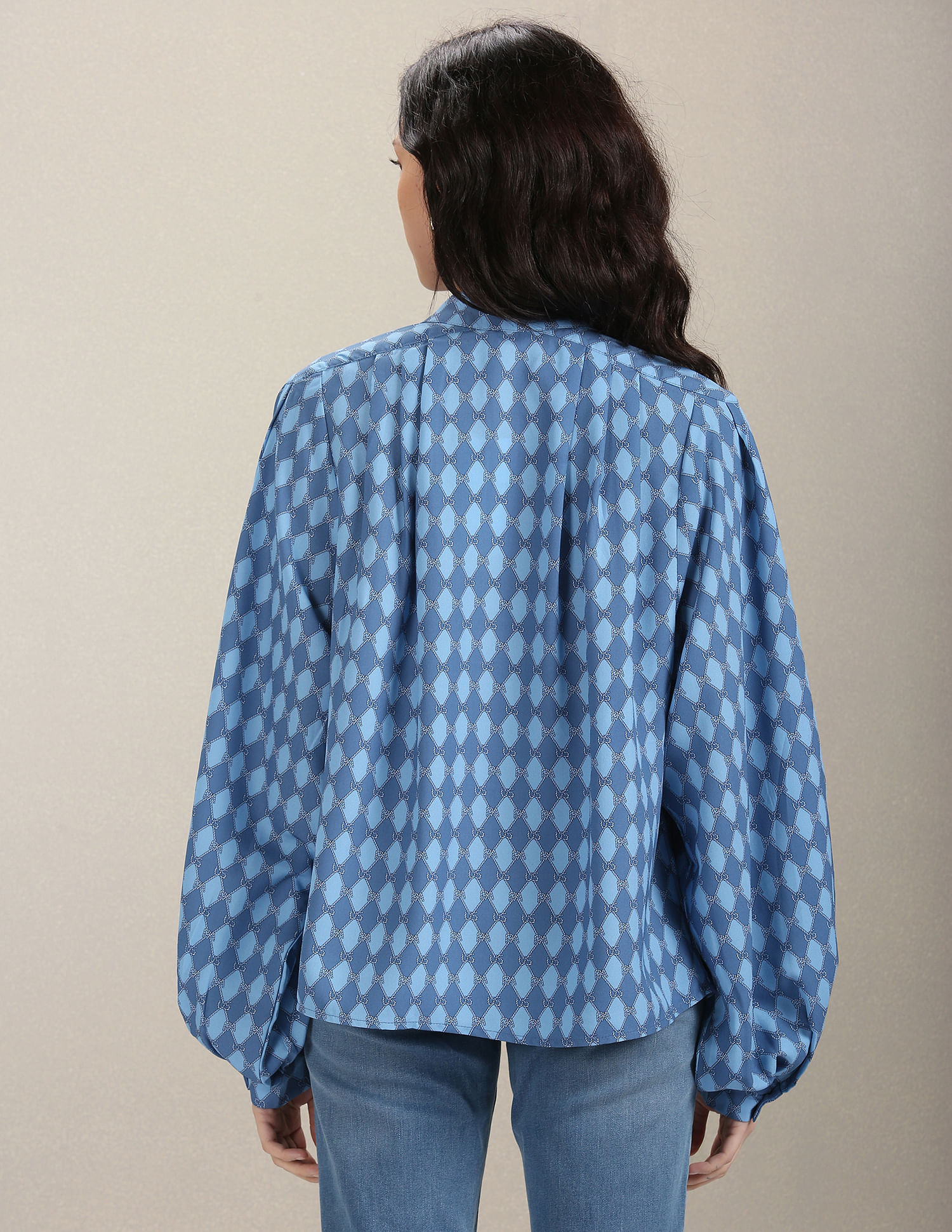 U.S. Polo Assn. Women Mock Neck Graphic Print Shirt