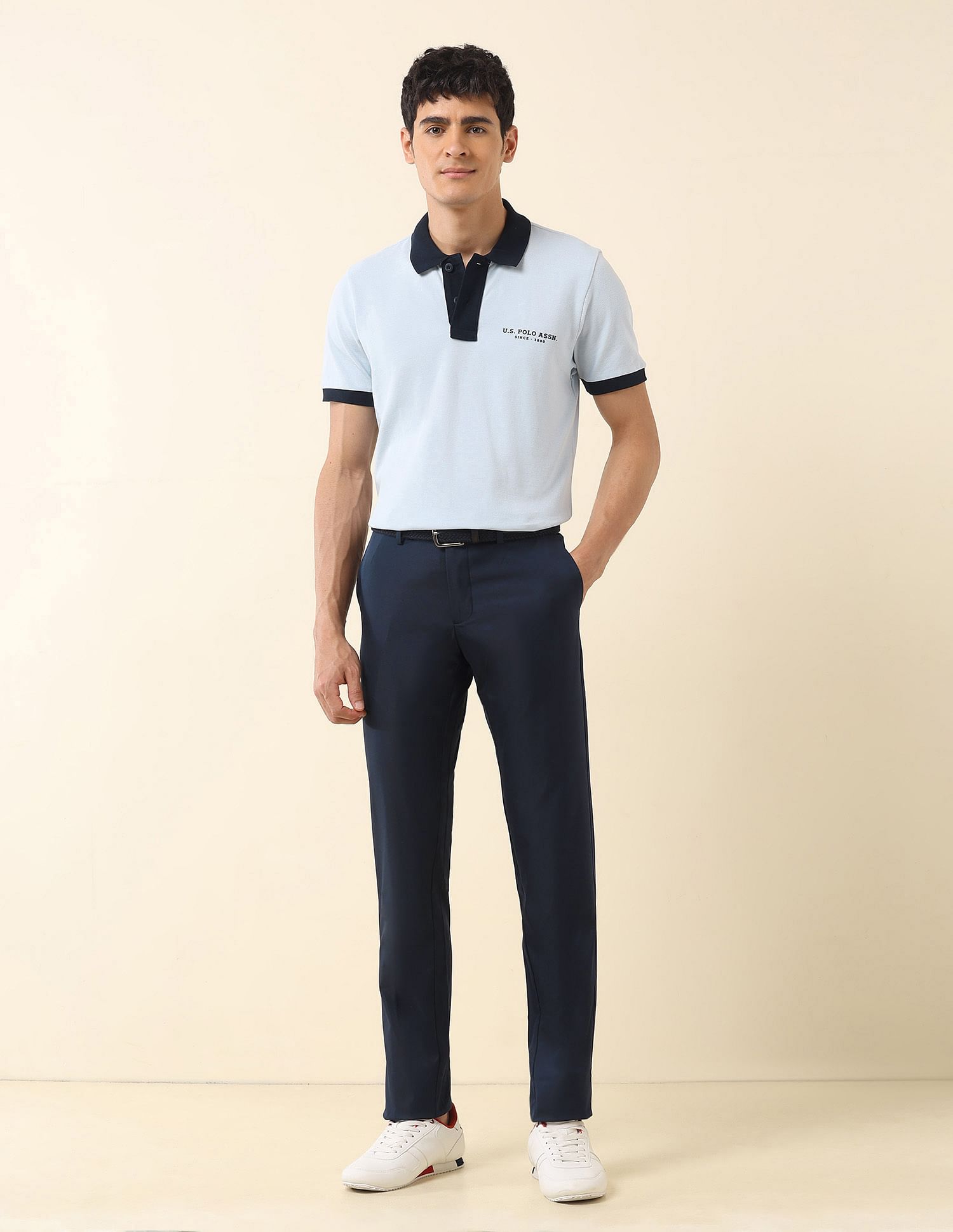 U.S. Polo Assn. Solid Denver Slim Fit Trousers