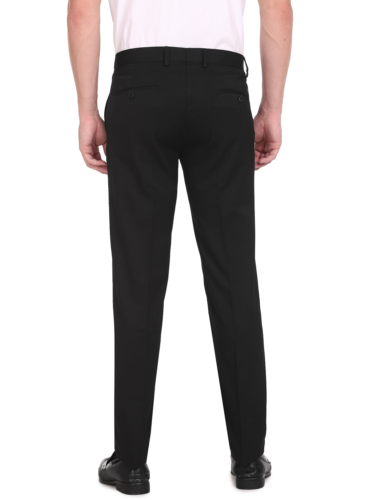 Arrow Solid Tailored Regular Fit Trousers