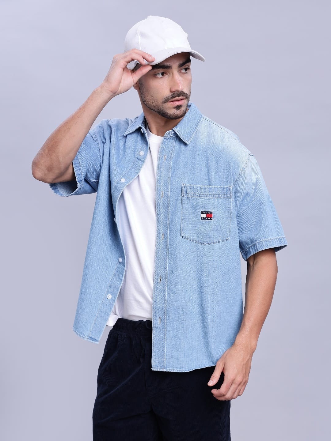 Buy Tommy Hilfiger Printed Oversized Fit Plain Woven Shirt