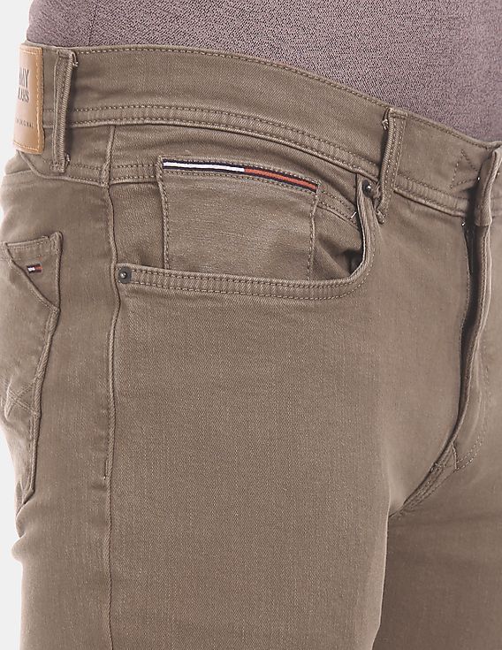 Buy Tommy Hilfiger Men Men Brown Slim Fit Mid Waist Dark Wash