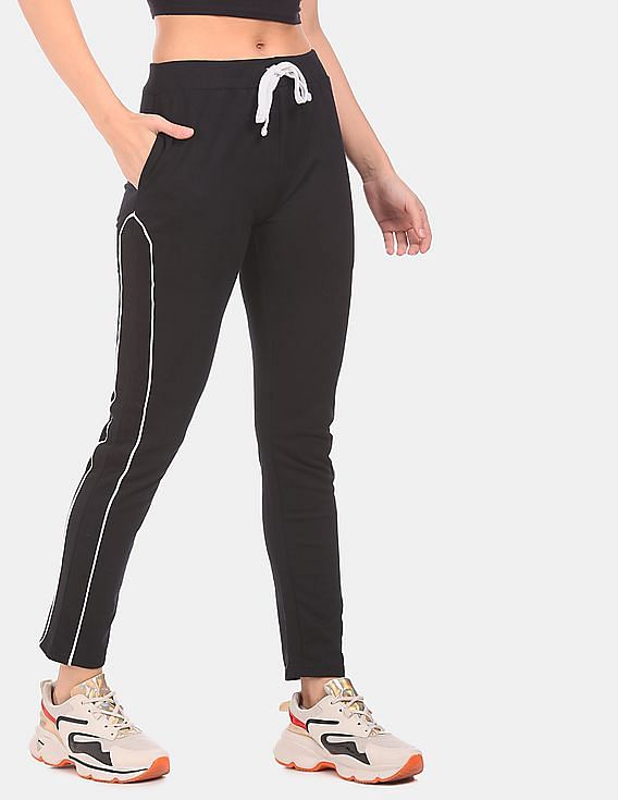 Buy Flying Machine Women Drawstring Waist Solid Track Pants - NNNOW.com