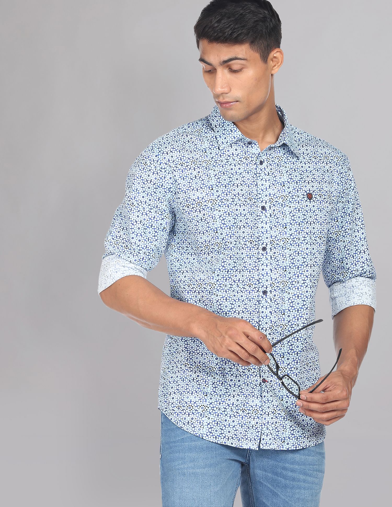 AD by Arvind Abstract Print Cotton Casual Shirt