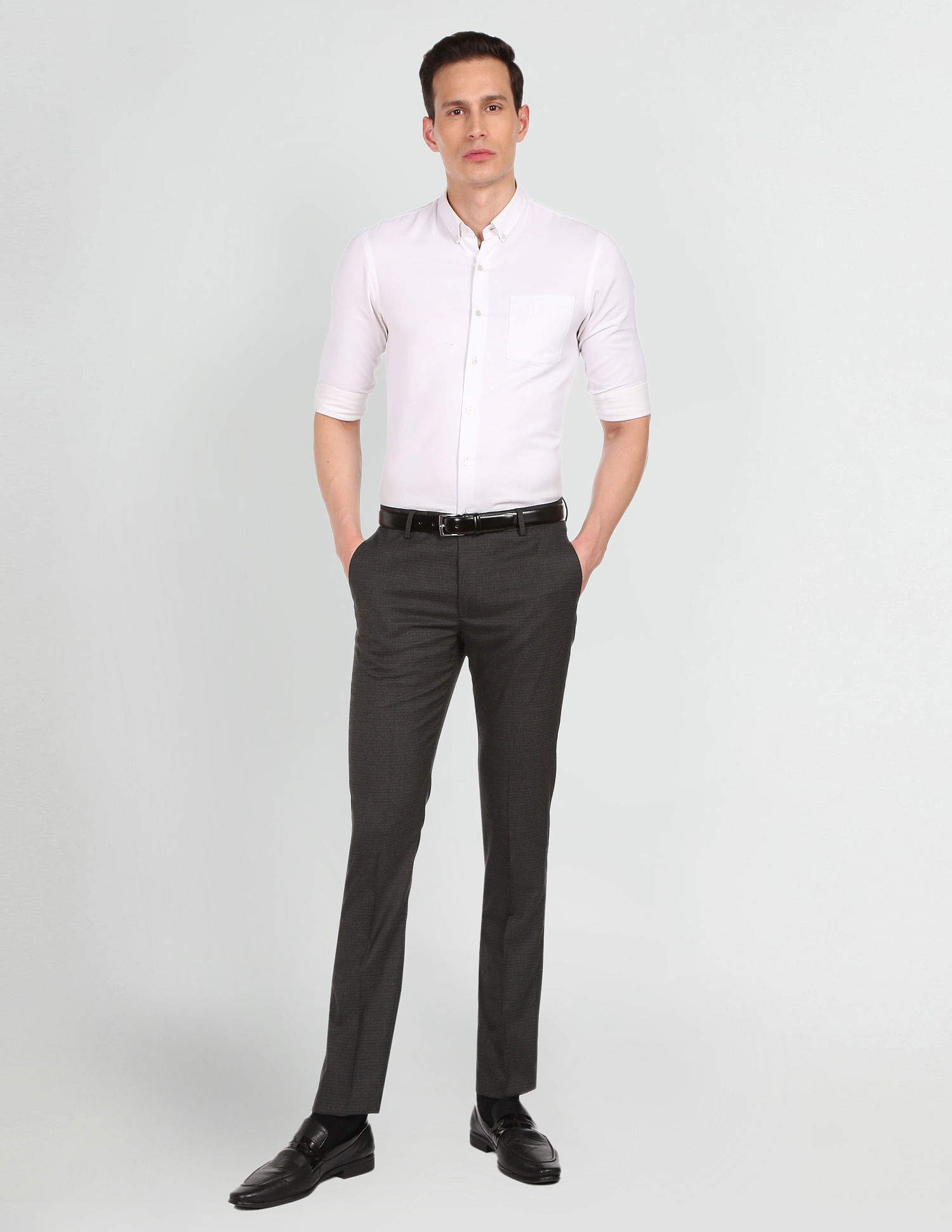 Arrow Heathered Hudson Tailored Fit Trousers