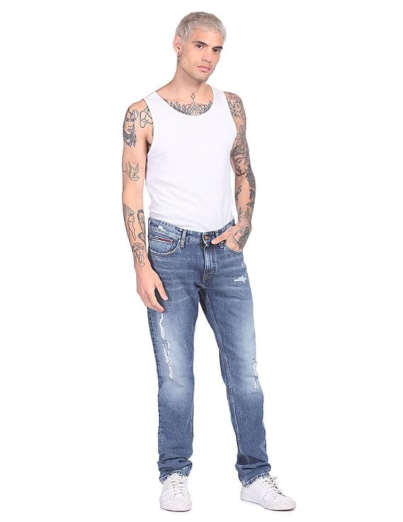 Buy Tommy Hilfiger Men Blue Scanton Slim Fit Distressed Jeans