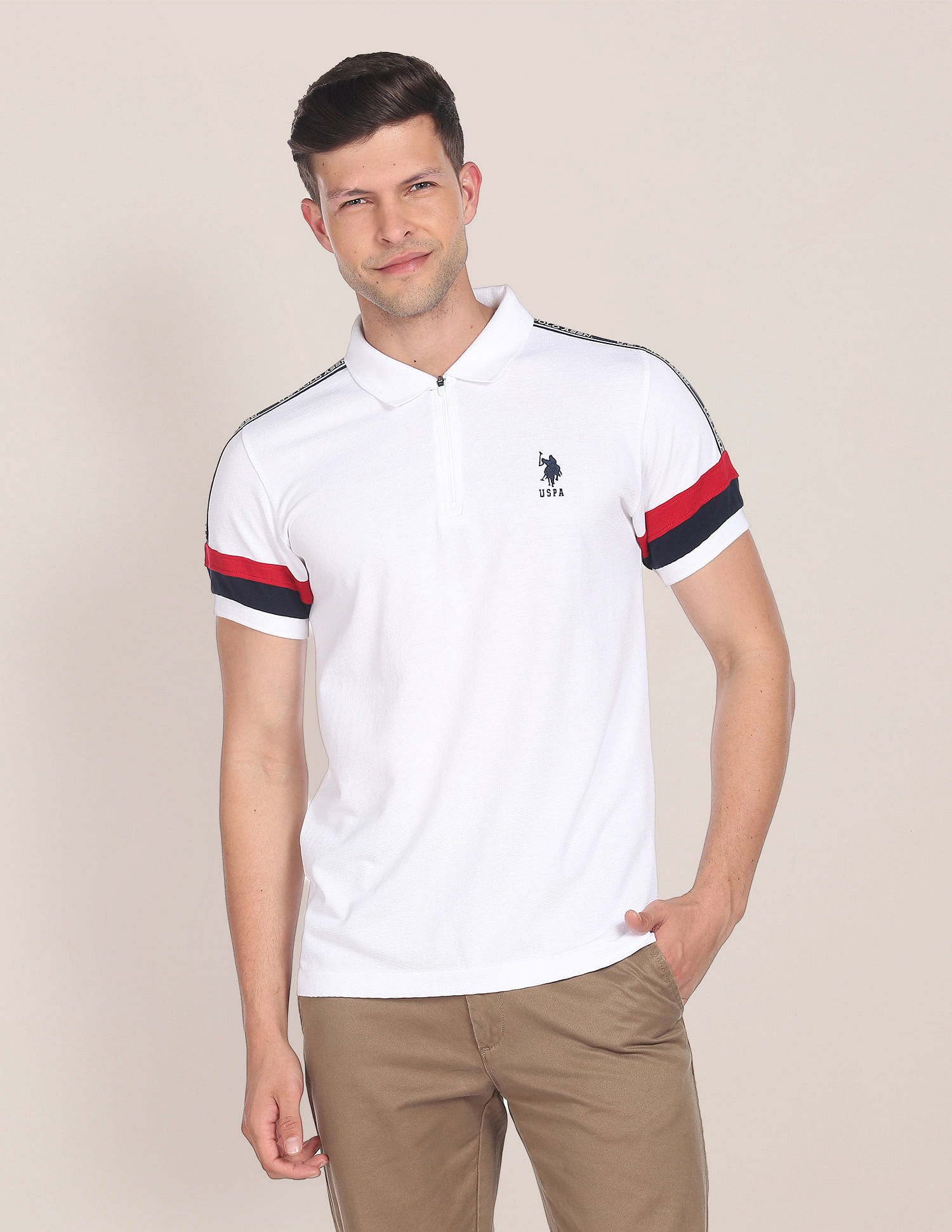 U.S. Polo Assn. Brand Tape Waffle Polo Shirt