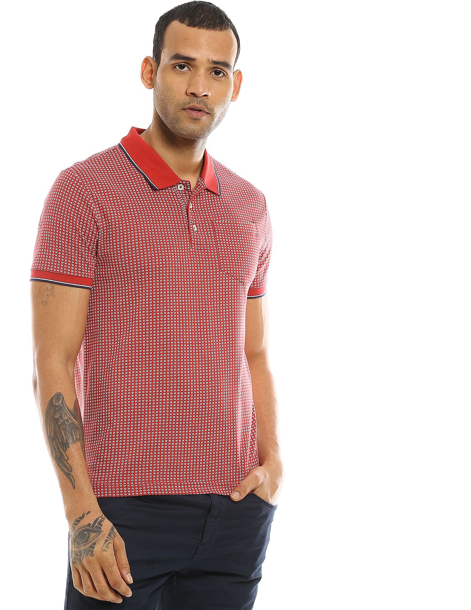 AD by Arvind Patch Pocket Cotton Polo Shirt