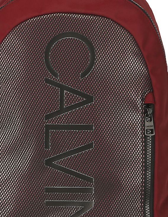 Calvin Klein Men Maroon Textured Laptop Backpack