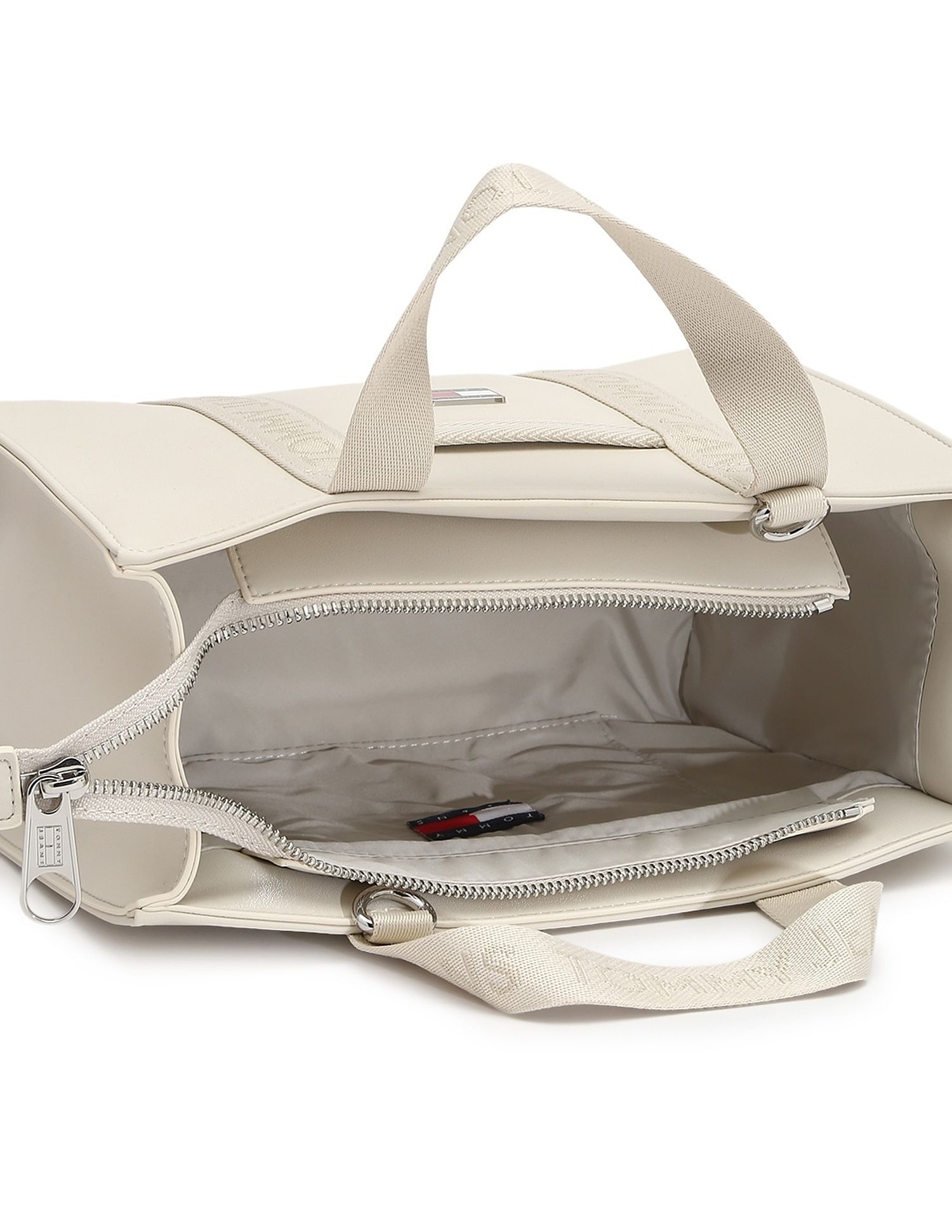 Tommy Hilfiger Solid Beige Pu Handbag