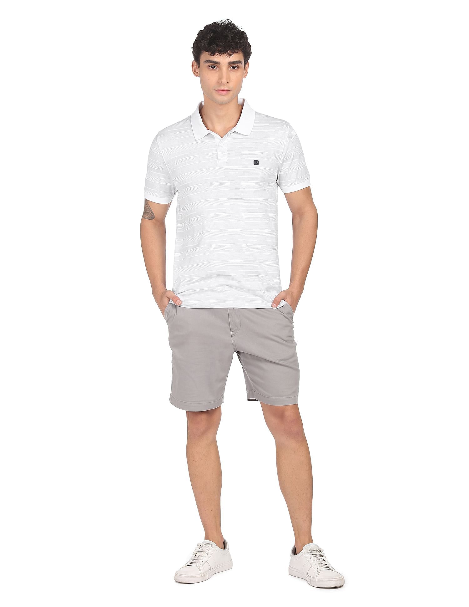 AD by Arvind Cotton Printed Polo Shirt