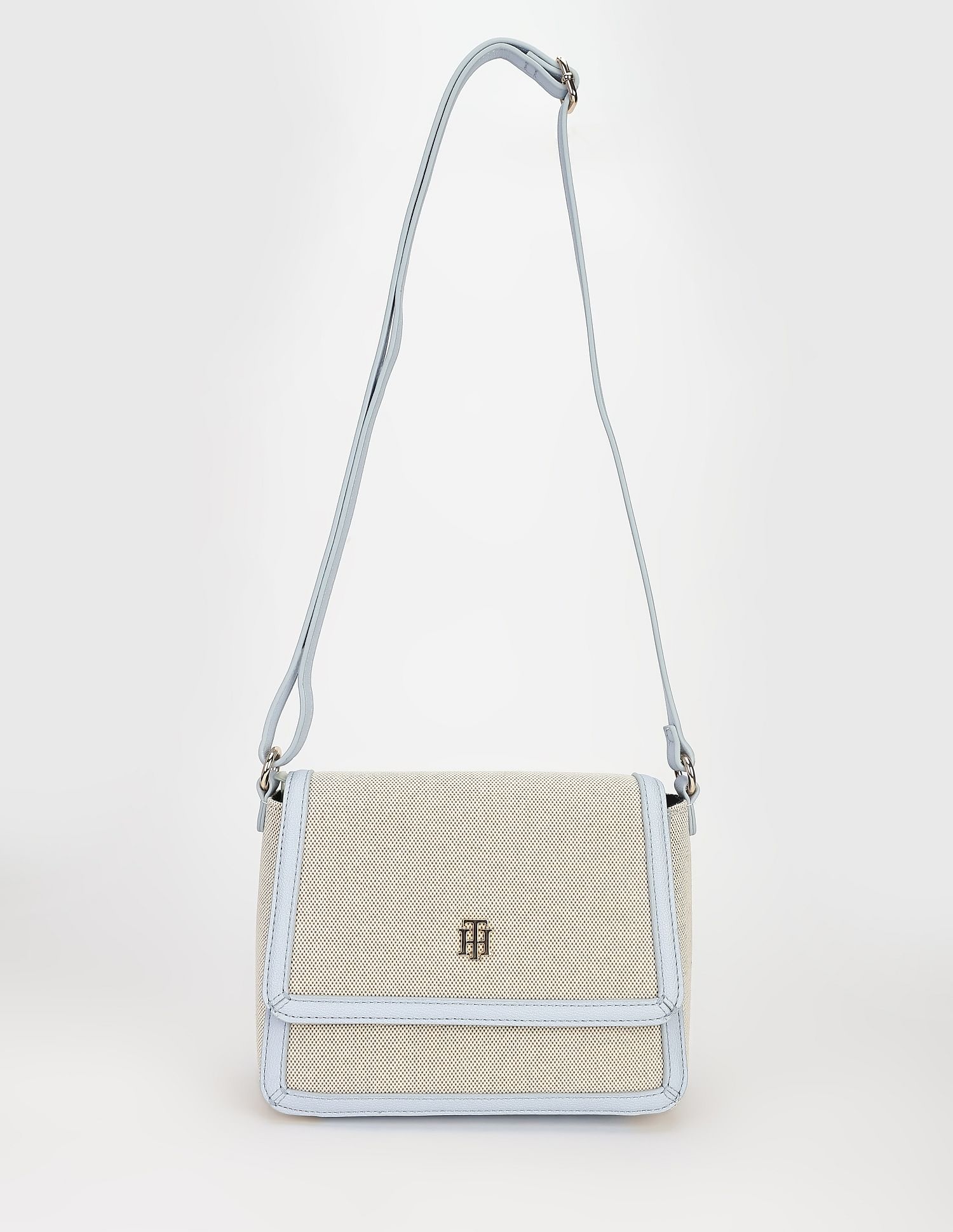 Tommy Hilfiger Solid Blue Polyester Sling Bags