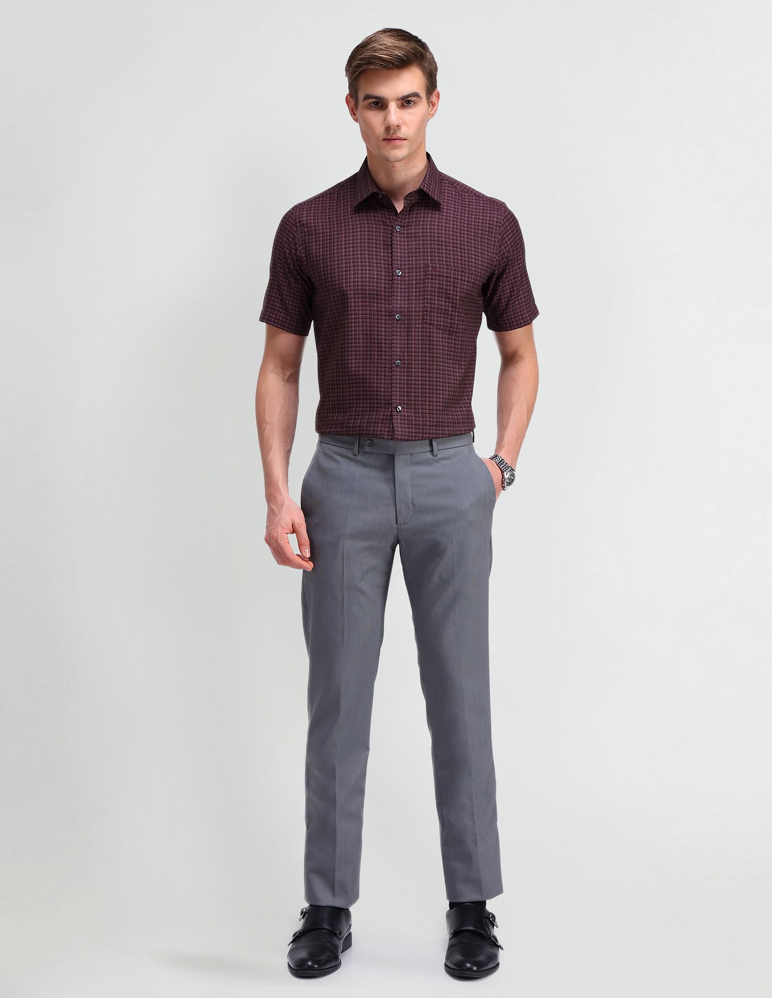 Arrow Gingham Checked Dobby Shirt