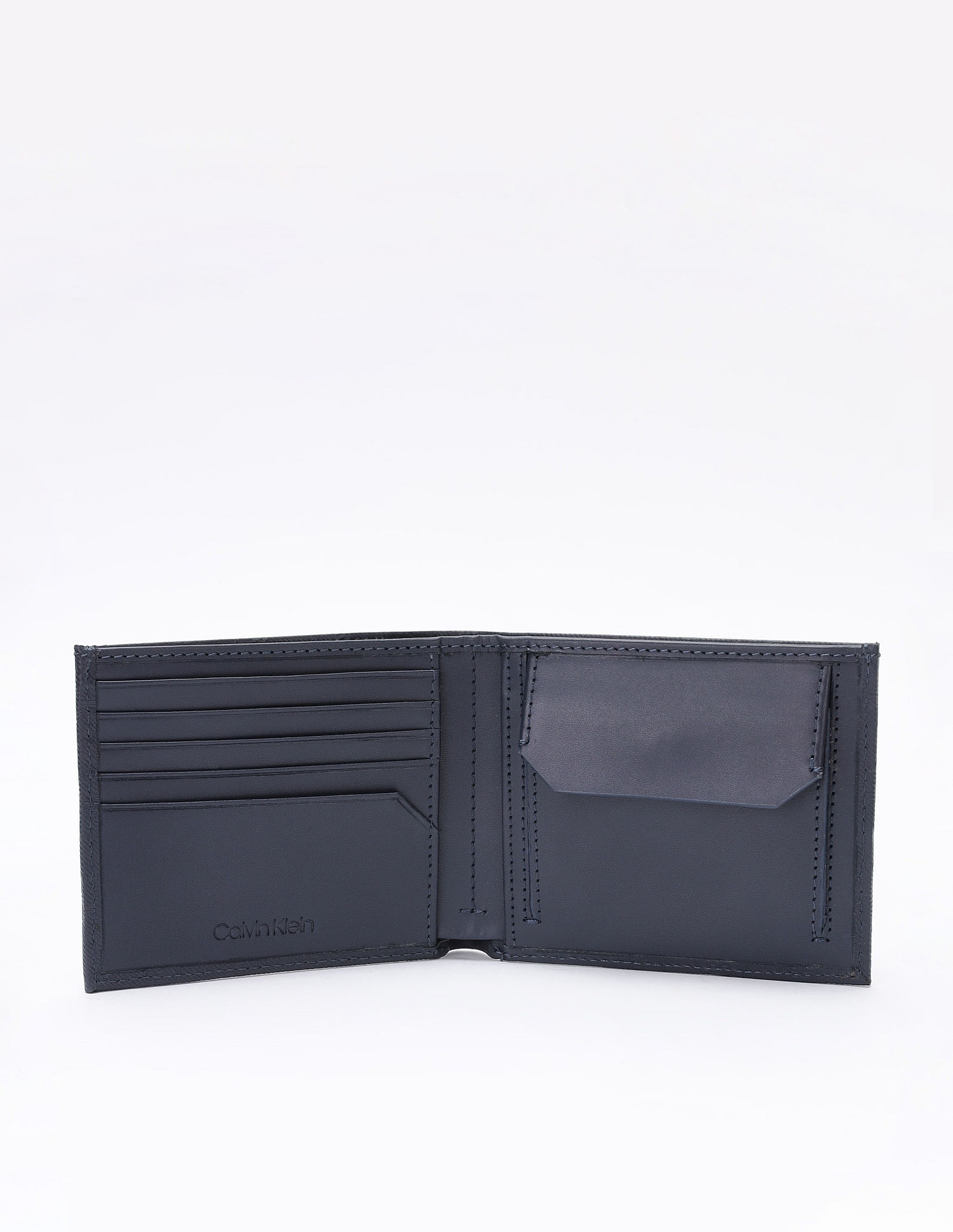Calvin Klein Logo Navy Leather Bi-Fold Wallet
