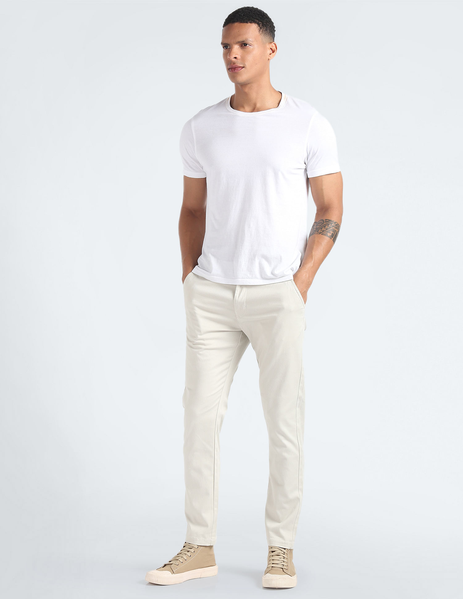 Flying Machine Slash Slim Tapered Fit Printed Trousers