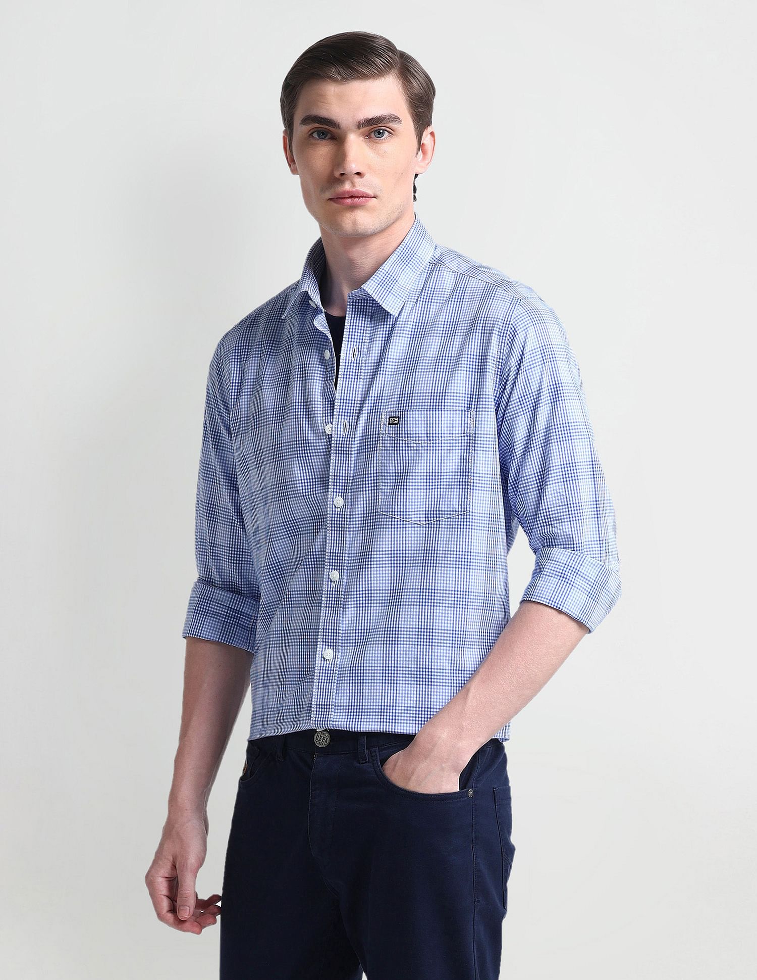 Arrow Sport Manhattan Slim Fit Gingham Check Shirt