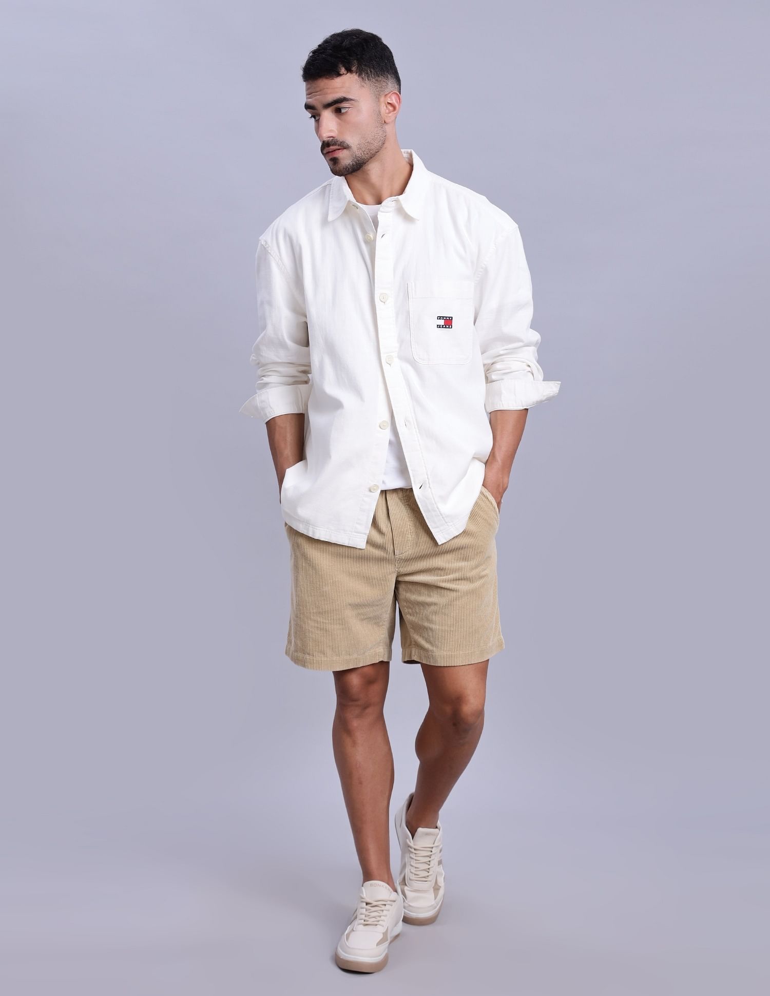 Tommy Hilfiger Solid Oversized-Fit Woven Shirts