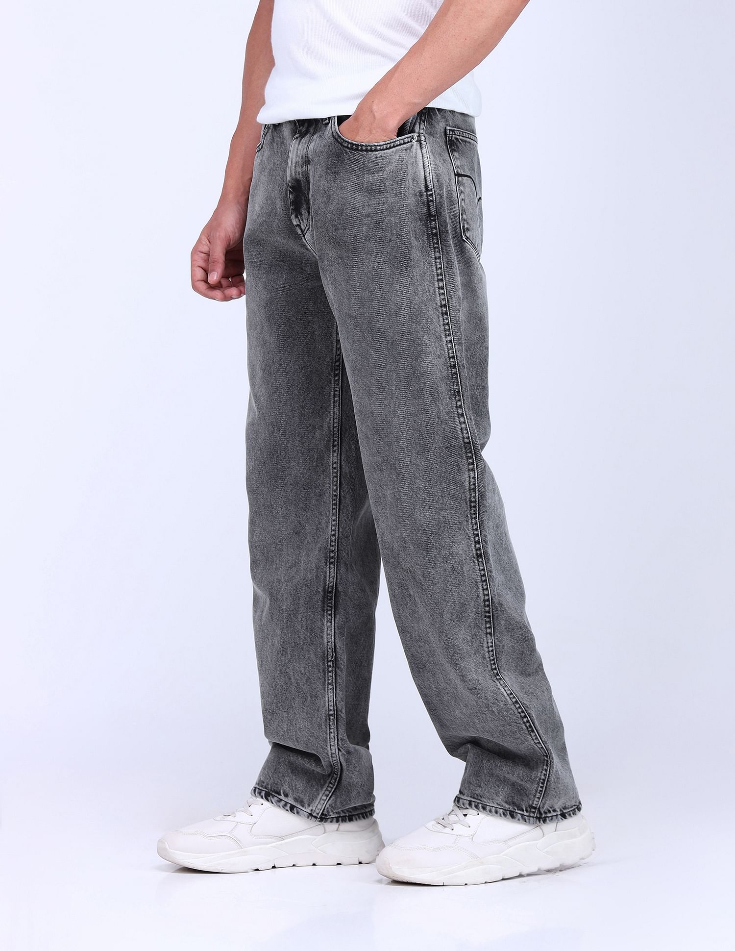 Flying Machine Cobain 90'S Loose Fit Stonewash Jeans