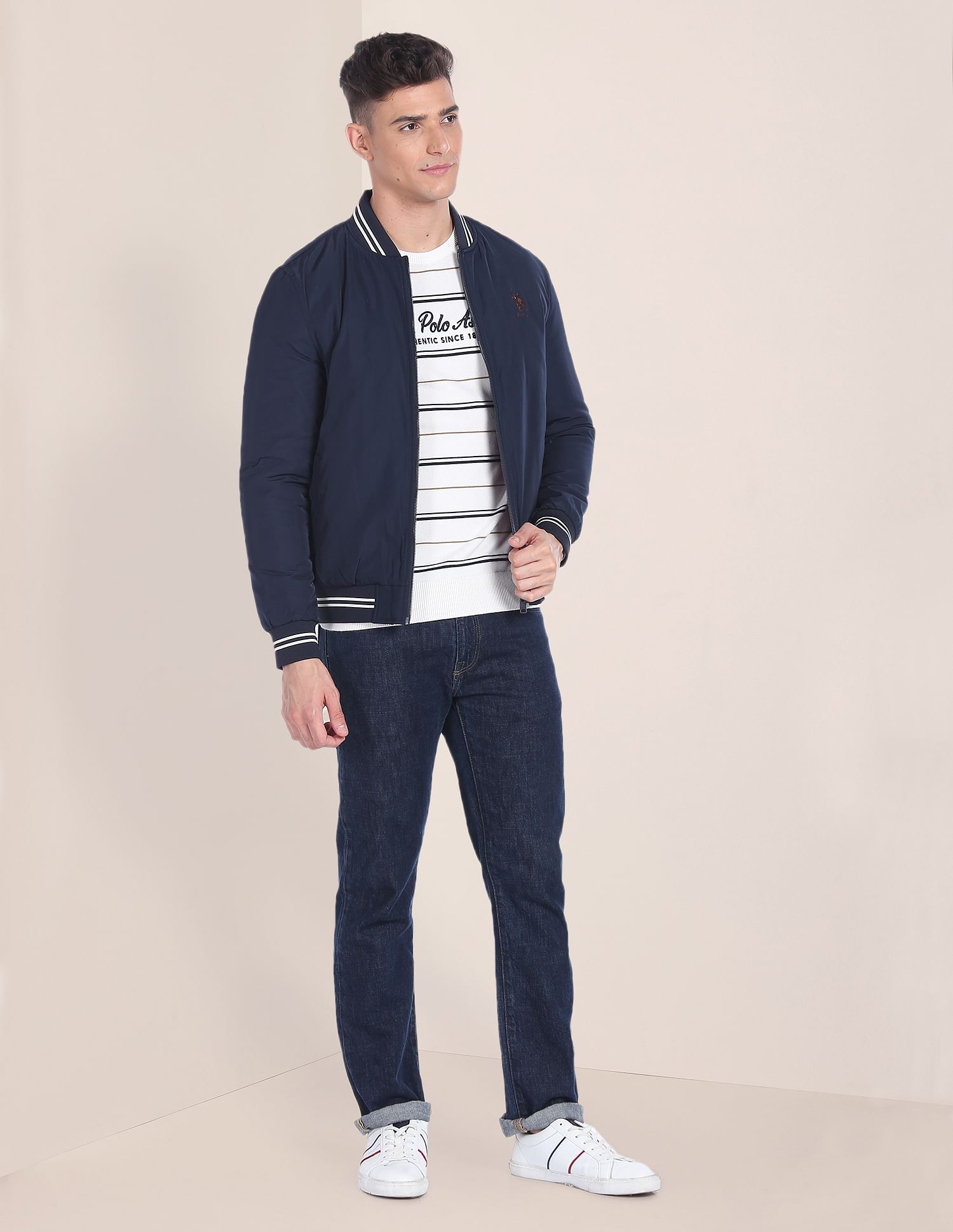 U.S. Polo Assn. Striped Detail Bomber Jacket