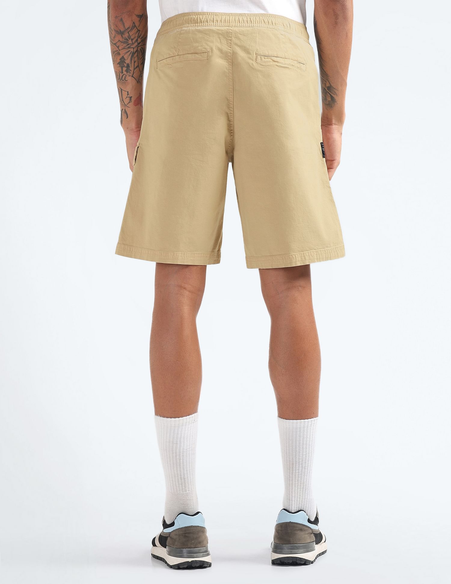 Flying Machine Patterned Twill Relaxed Shorts