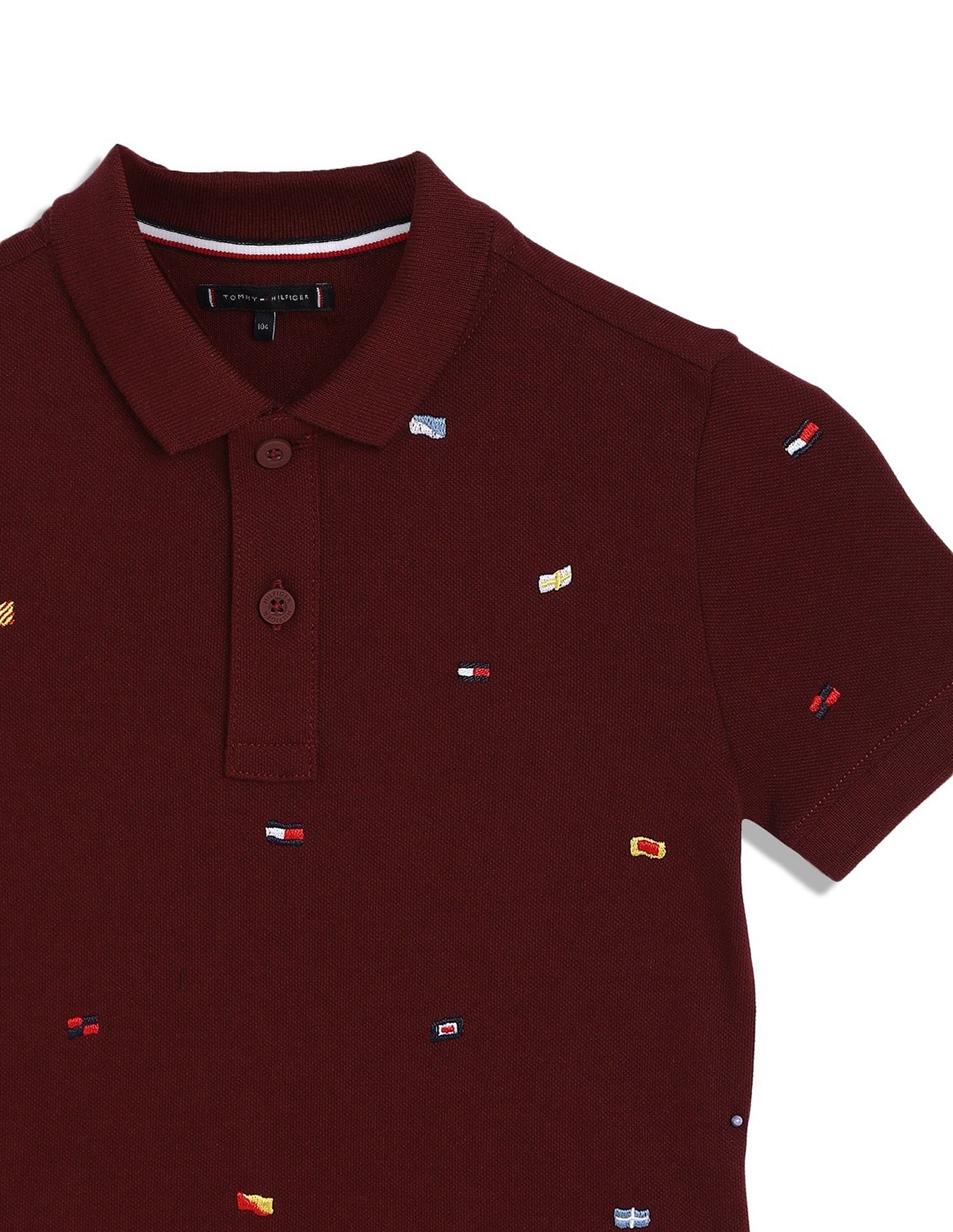 Tommy Hilfiger Kids Boys Embroidered Regular-Fit Cotton Polo T-Shirt