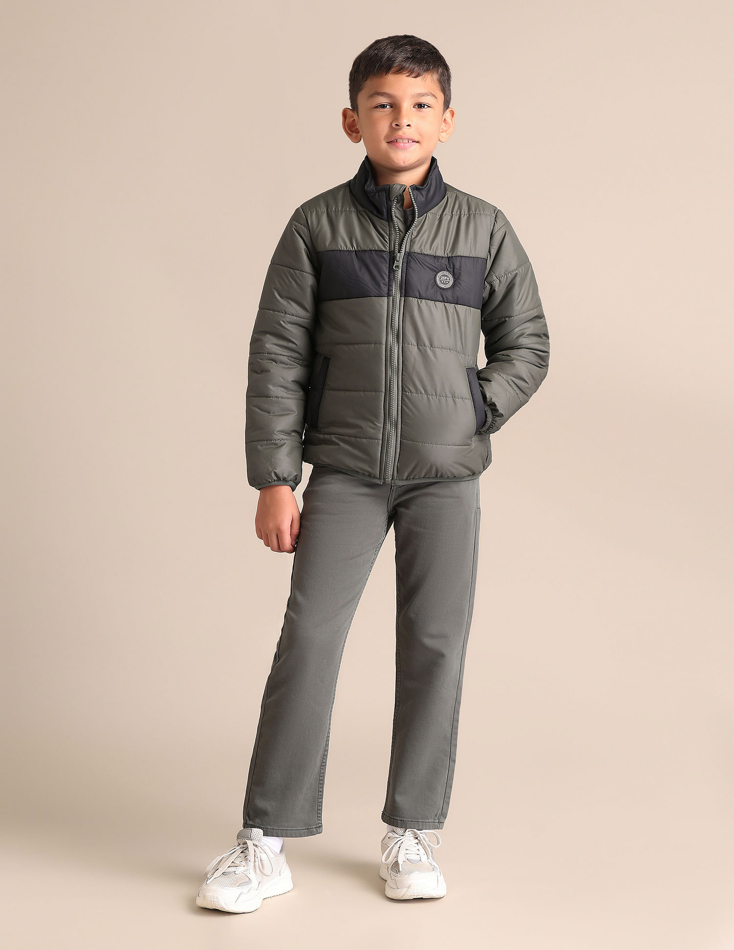 U.S. Polo Assn. Kids Boys Solid Stand Collar Jacket