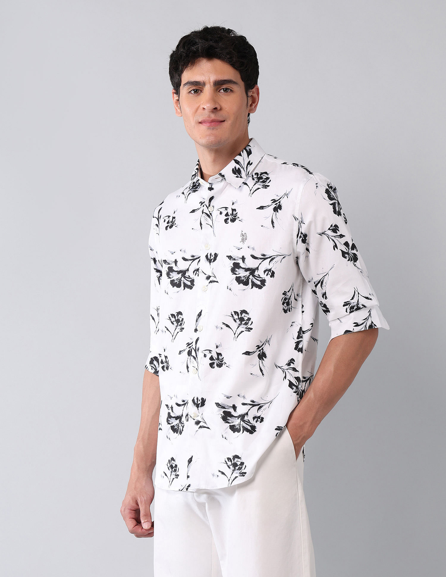 U.S. Polo Assn. Denim Co. Floral Printed Pure Cotton Shirt