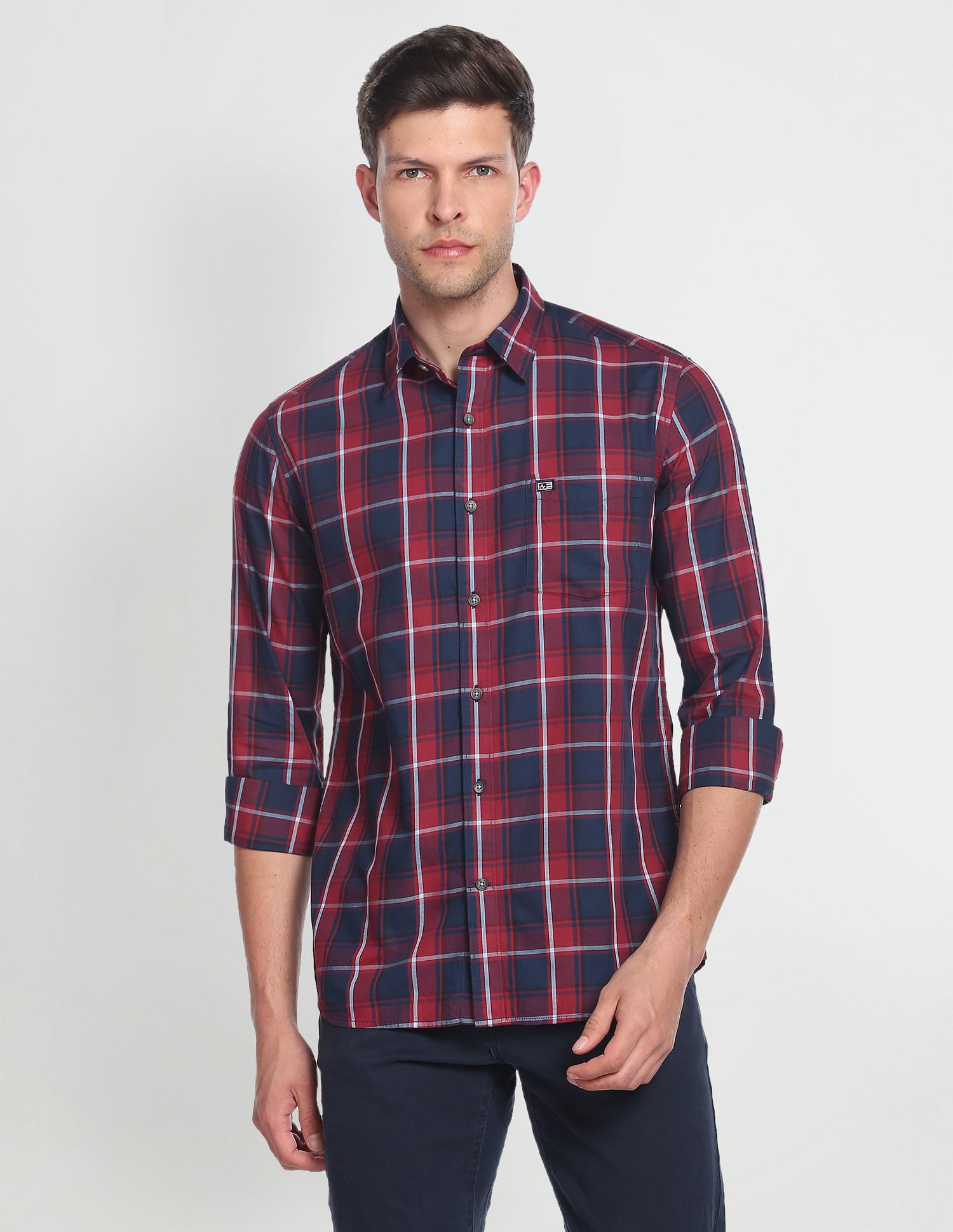 Arrow Sports Tartan Check Twill Casual Shirt