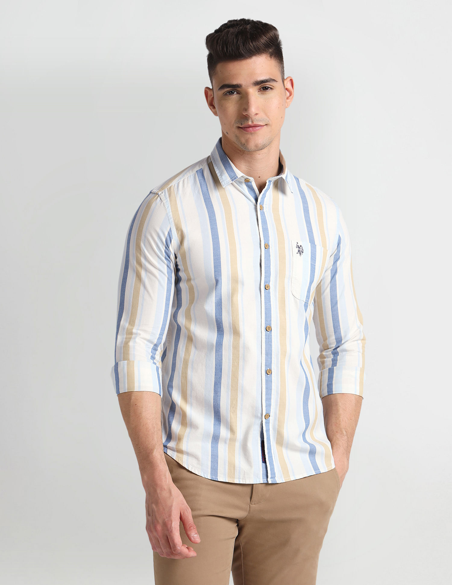 U.S. Polo Assn. Denim Co. Vertical Stripe Slim Fit Shirt