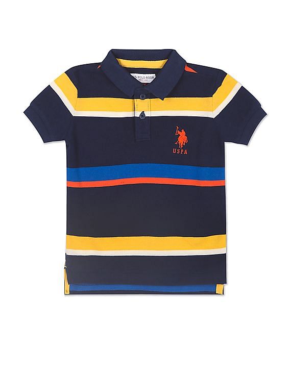 U.S. Polo Assn. Kids Boys Ribbed Collar Striped Polo Shirt