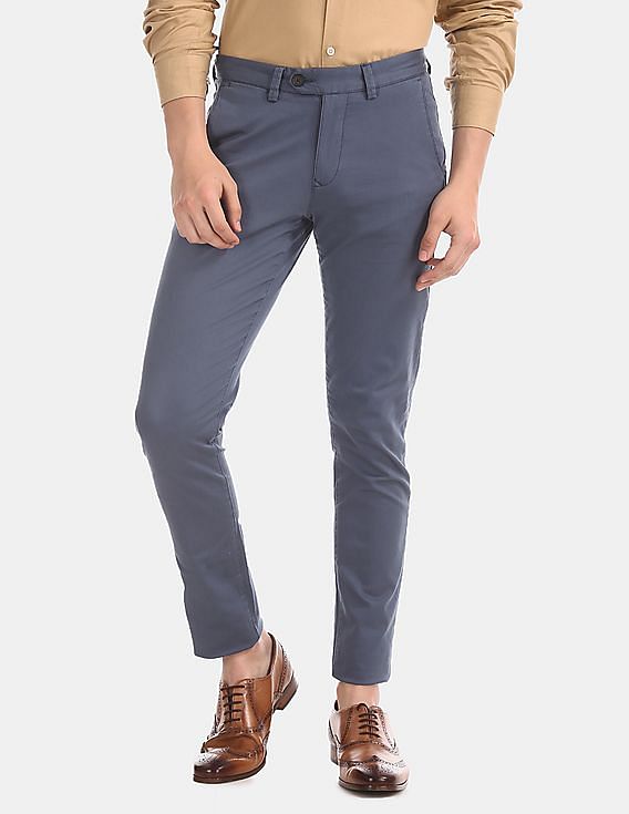 Buy Emporio Armani Men Black Medium-Stretch Regular-Fit trousers for Men  Online | The Collective