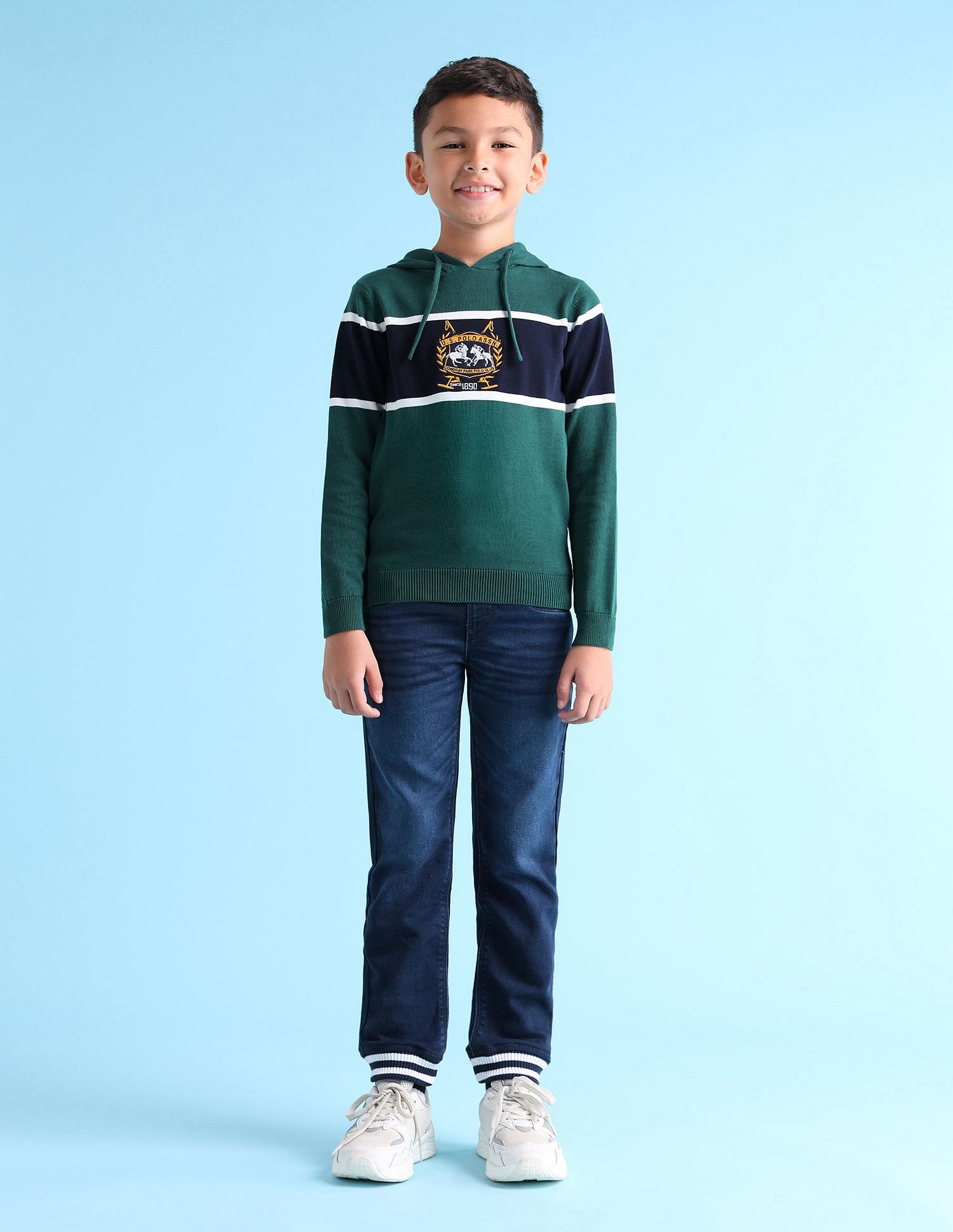 U.S. Polo Assn. Kids Boys Striped Hooded Sweater