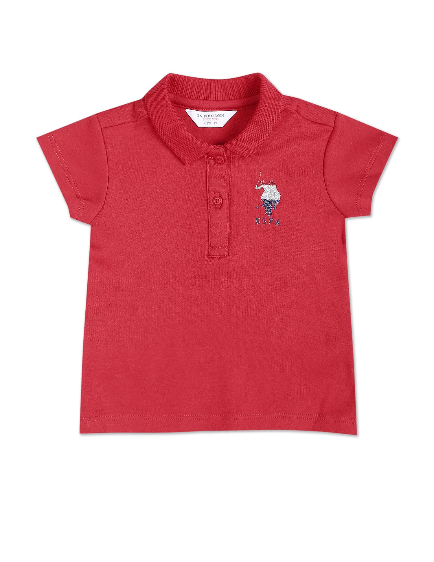 U.S. Polo Assn. Kids Girls Cotton Solid Polo Shirt
