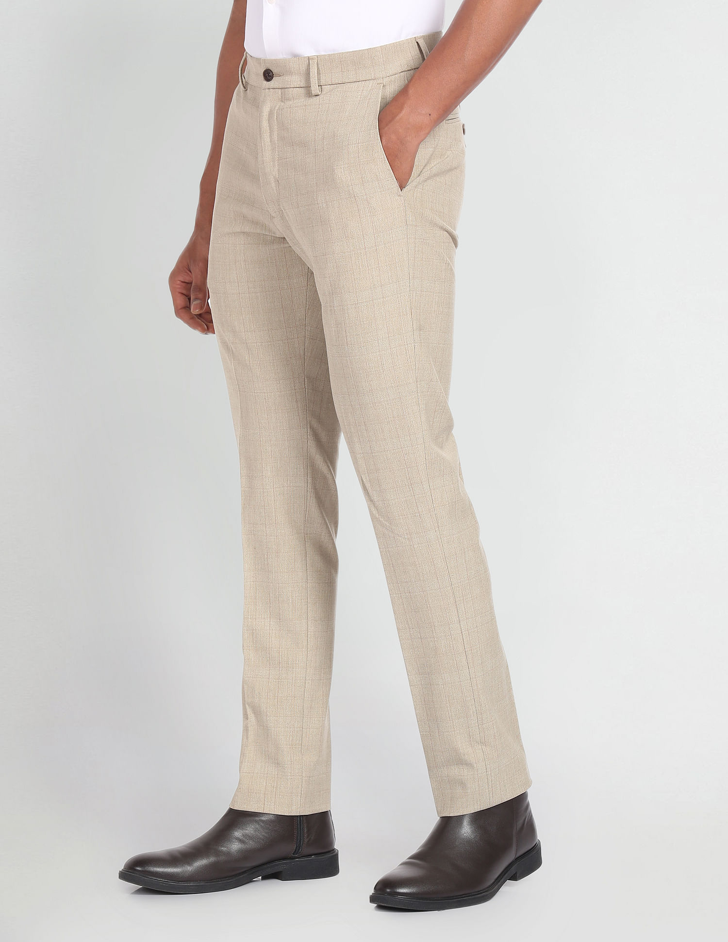 Arrow Newyork Windowpane Check Smart Flex Trousers