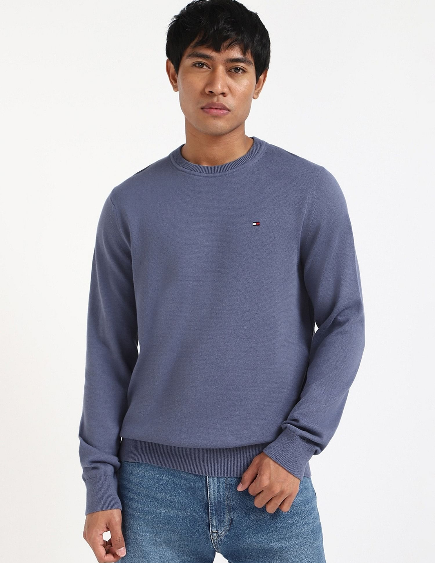 Tommy Hilfiger Solid Regular-Fit Cotton Sweater