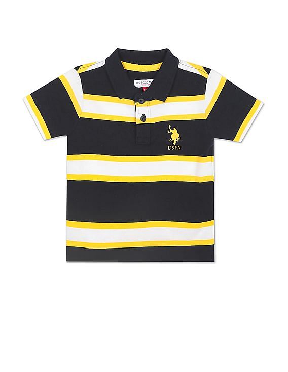U.S. Polo Assn. Kids Ribbed Collar Striped Polo Shirt