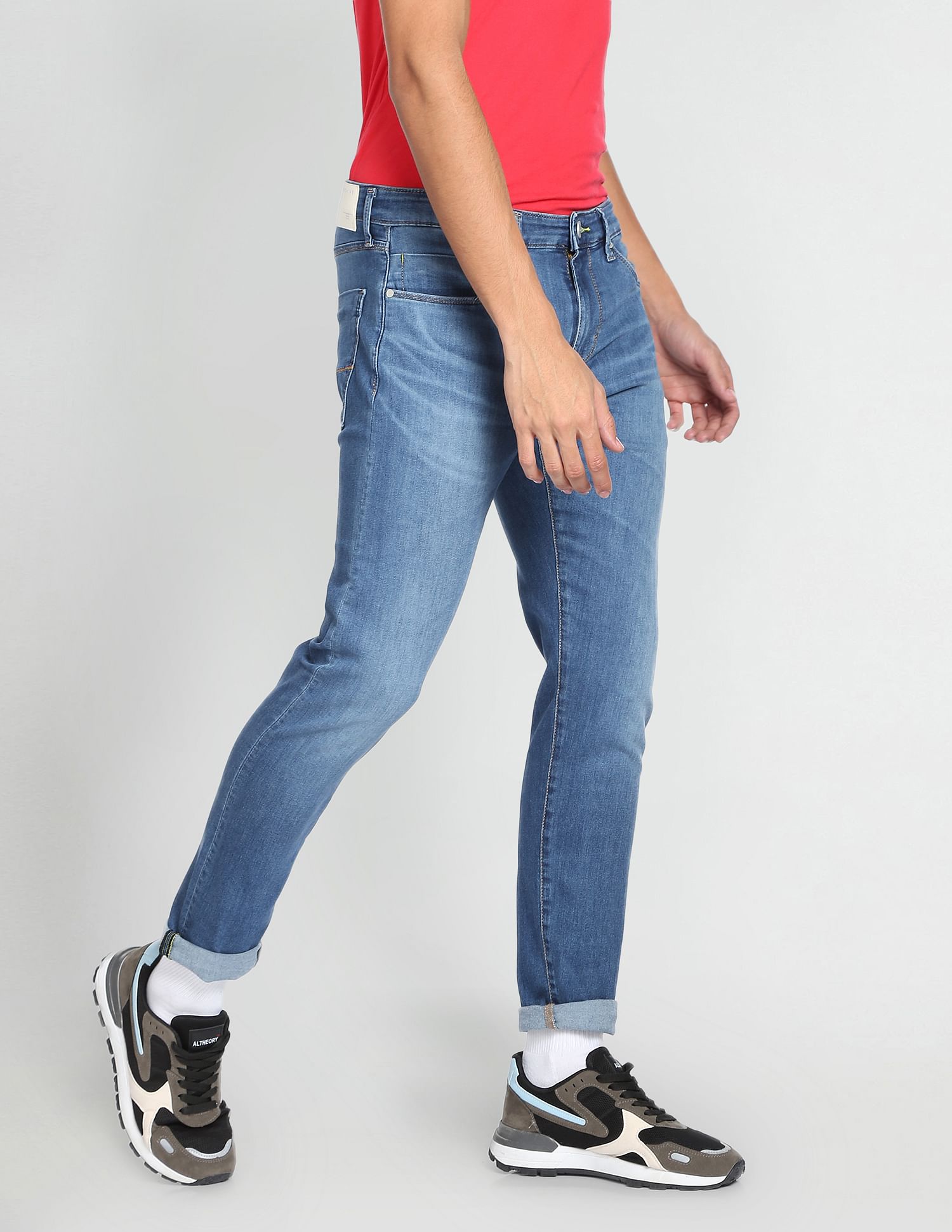 Flying Machine Slash Slim Tapered Fit Rinsed Jeans