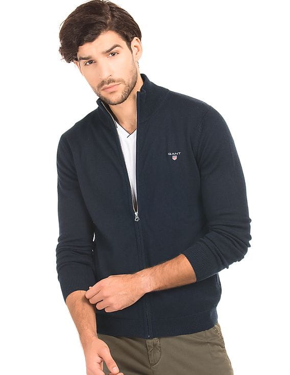 Buy Gant Men Solid Zipper Cardigan