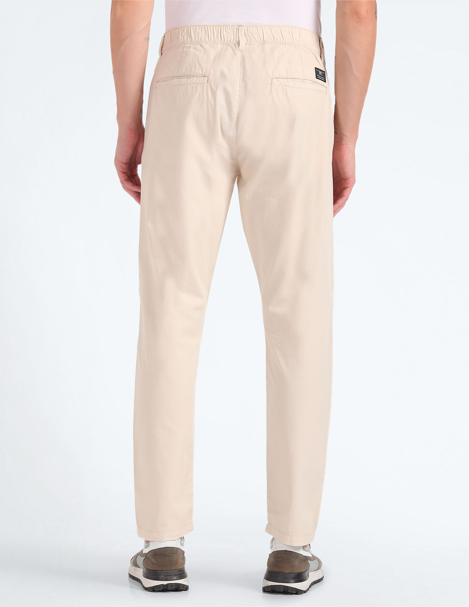 Flying Machine Elasticised Waist Solid Trousers