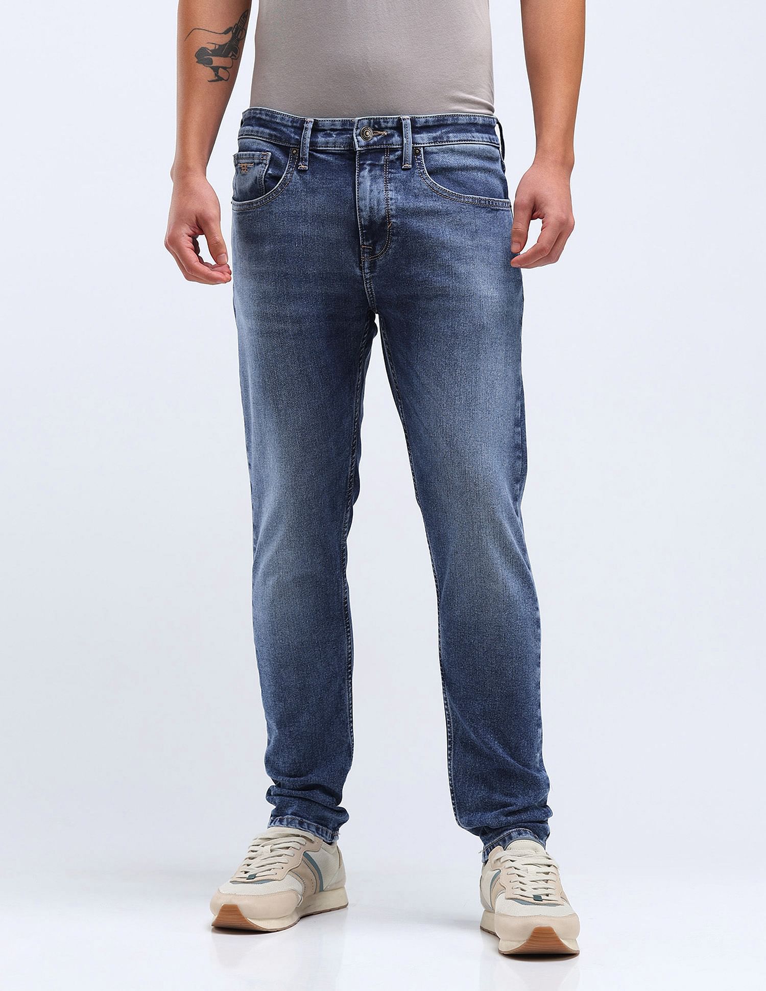 Flying Machine Slash Slim Tapered Stone Wash Jeans