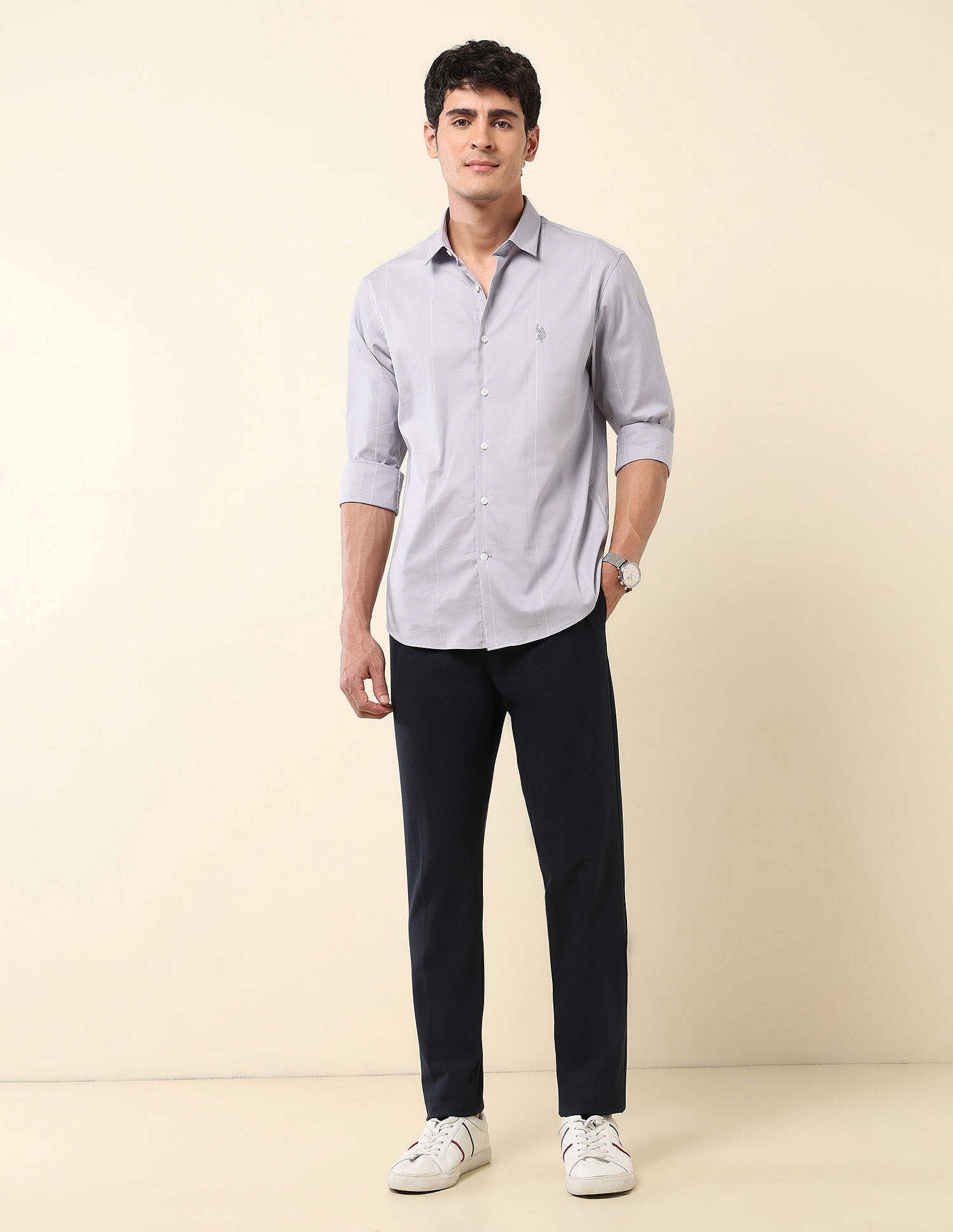 U.S. Polo Assn. Solid Slim Fit Twill Shirt