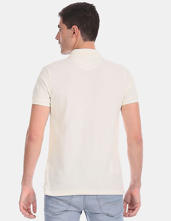 U.S. Polo Assn. Denim Co. White Brand Print Pique Polo Shirt