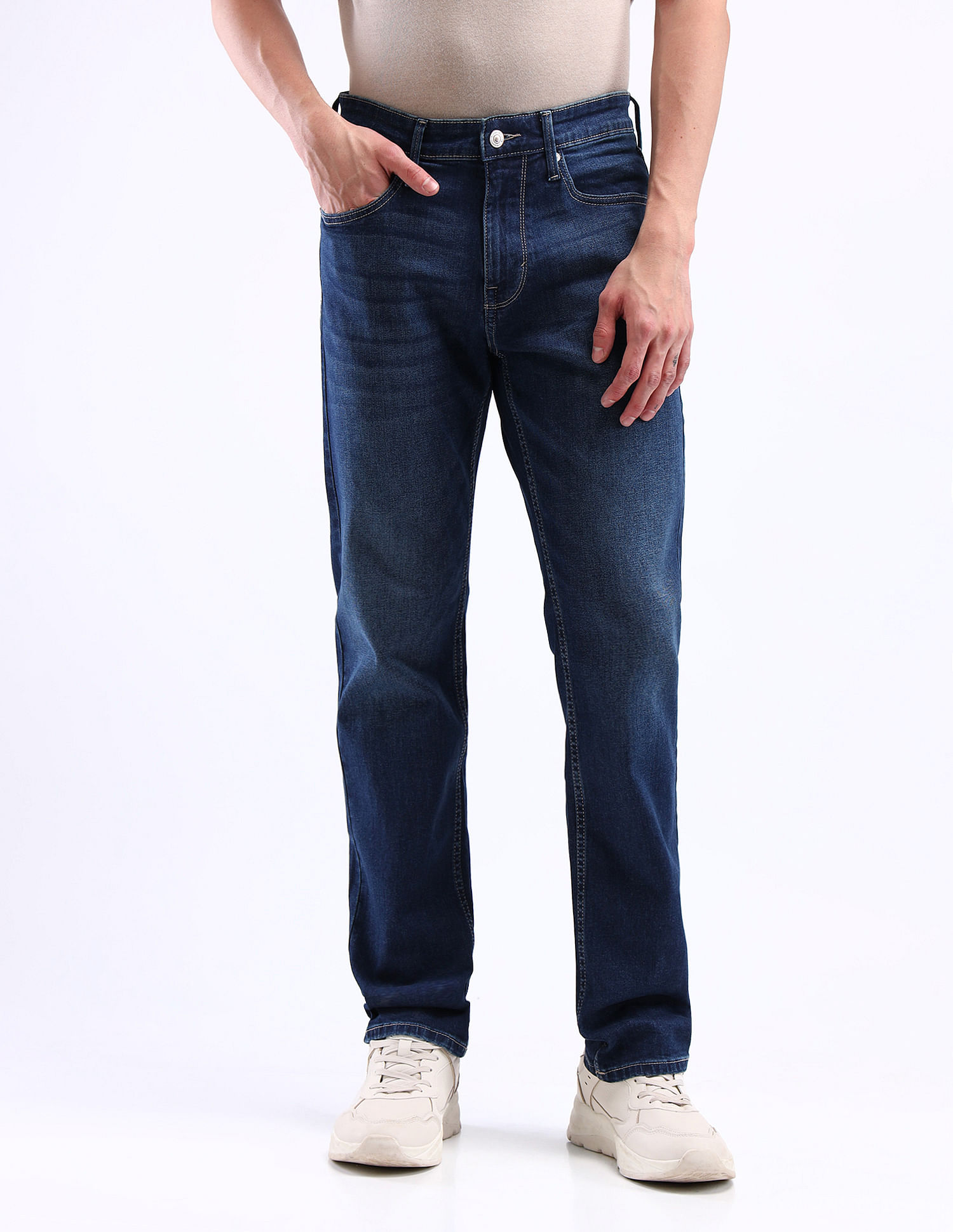 Flying Machine Mid Rise Freddie Slim Straight Fit Jeans
