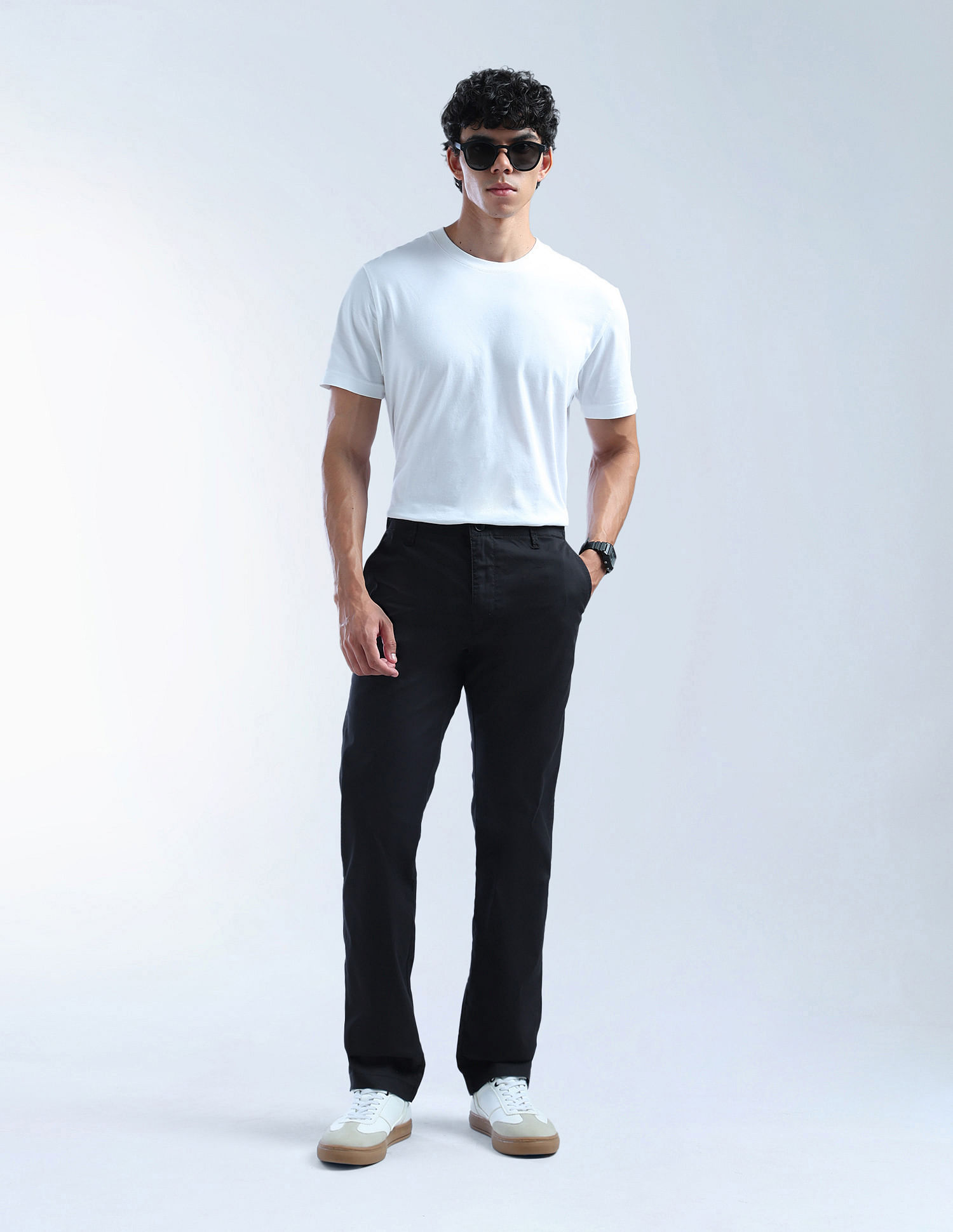 Flying Machine Mid Rise F-Jango Straight Fit Twill Trousers