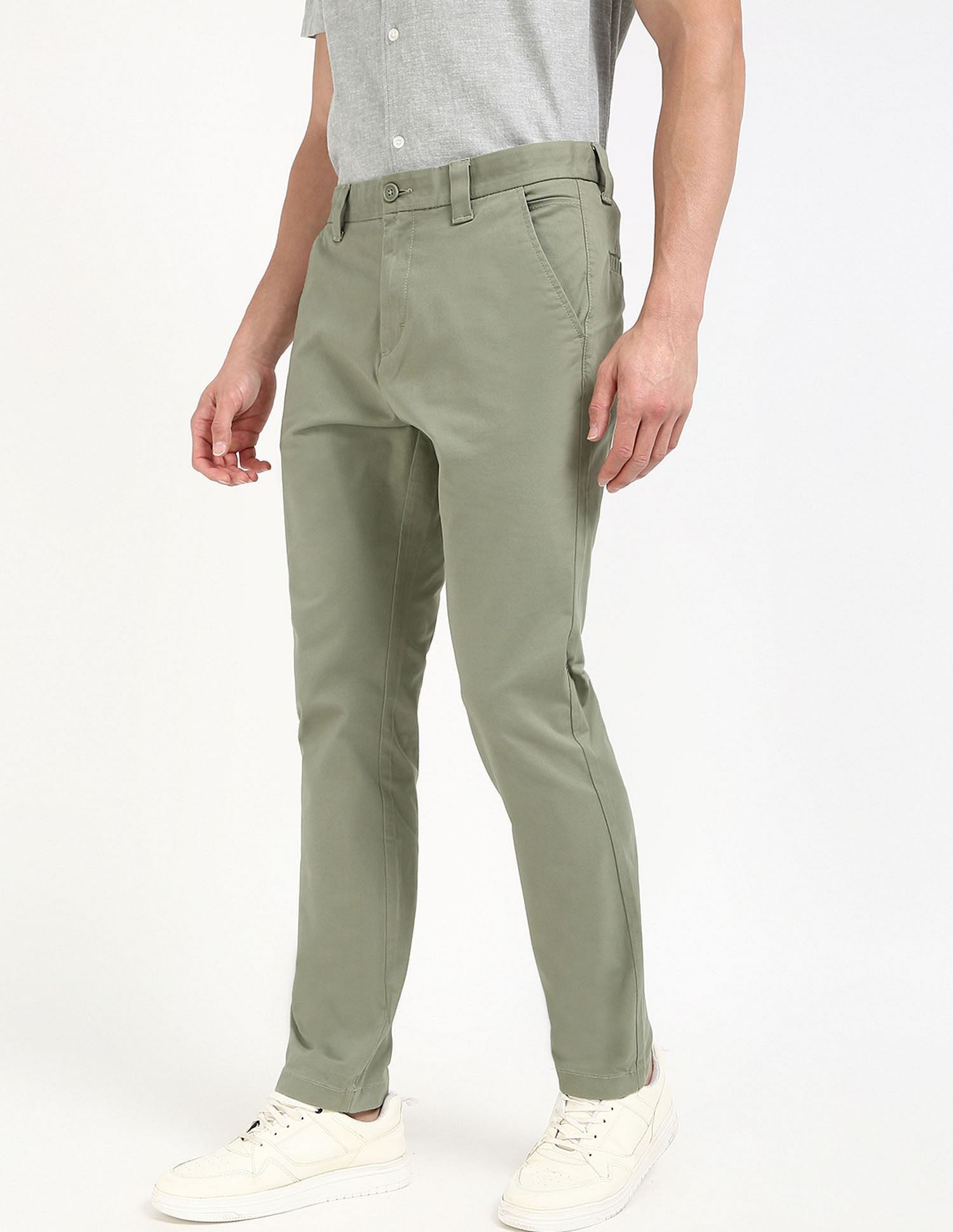 Tommy Hilfiger Kids Green Solid Trousers for Fresh Look